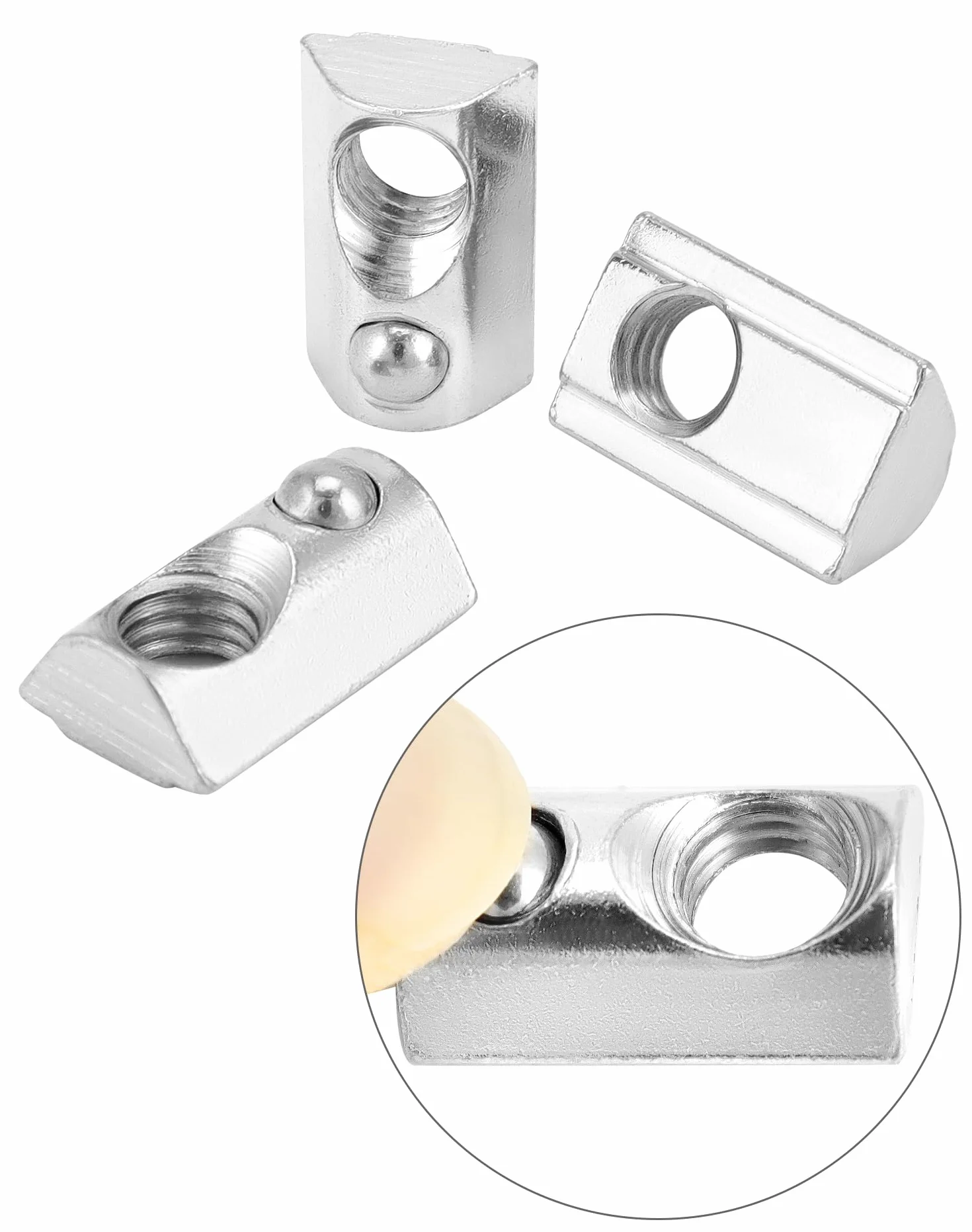 Nakrętki rowkowe M8 z kulką stal węglowa ocynkowana gwint 8mm do profilu aluminiowego 40x40