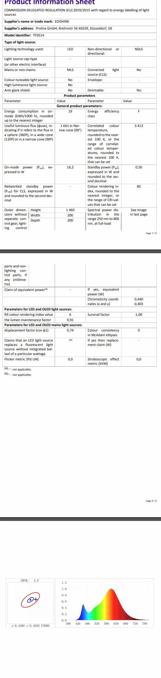 EDISHINE Lampa podłogowa LED 3000K ciepłe białe światło z przełącznikiem nożnym nowoczesna