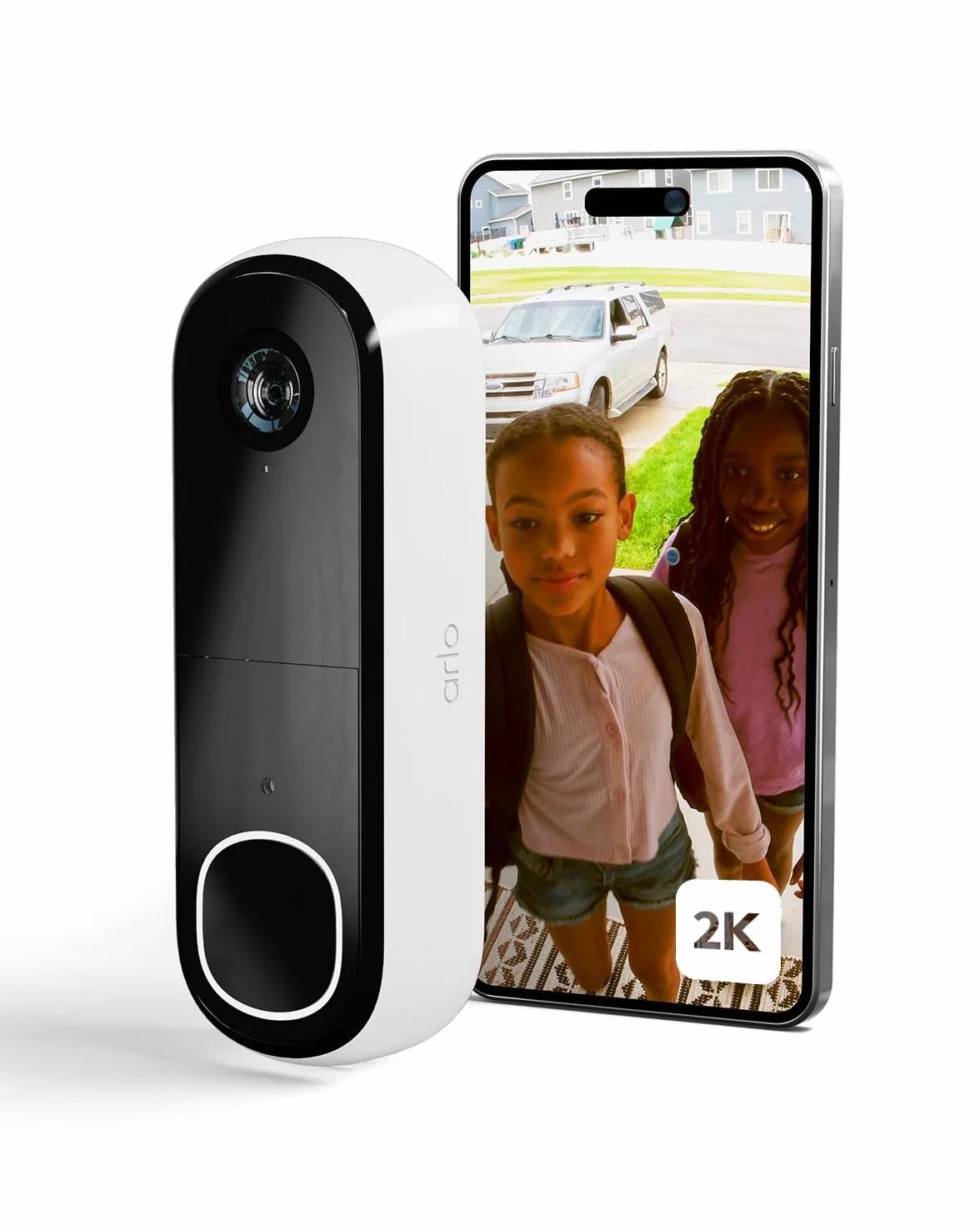 Arlo 2K HD Wideo Dzwonek do Drzwi WiFi, Czujnik Ruchu, Dwukierunkowy Dźwięk, Pole Widzenia 180°