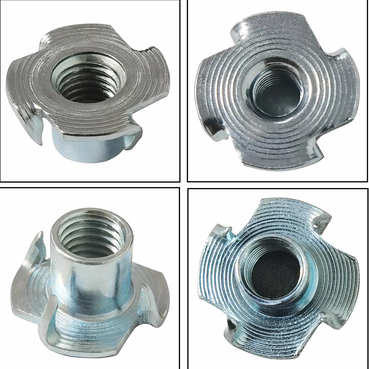 50 sztuk nakrętek wbijanych M10 x 13 mm, ocynkowana, stal węglowa, 4 końcówki do drewna, desek, mebli, rzemieślników, konstrukcji, ścian wspinaczkowych, zestawów śrub, "zrób to sam"