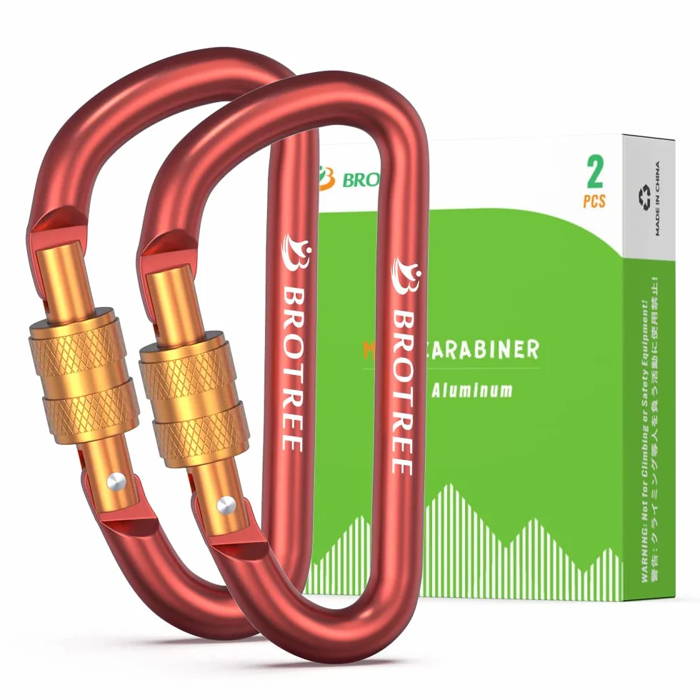 Brotree Mały Karabińczyk z Makrętką Karabińczyk Blokujący - 6cm Aluminiowe Kształt D