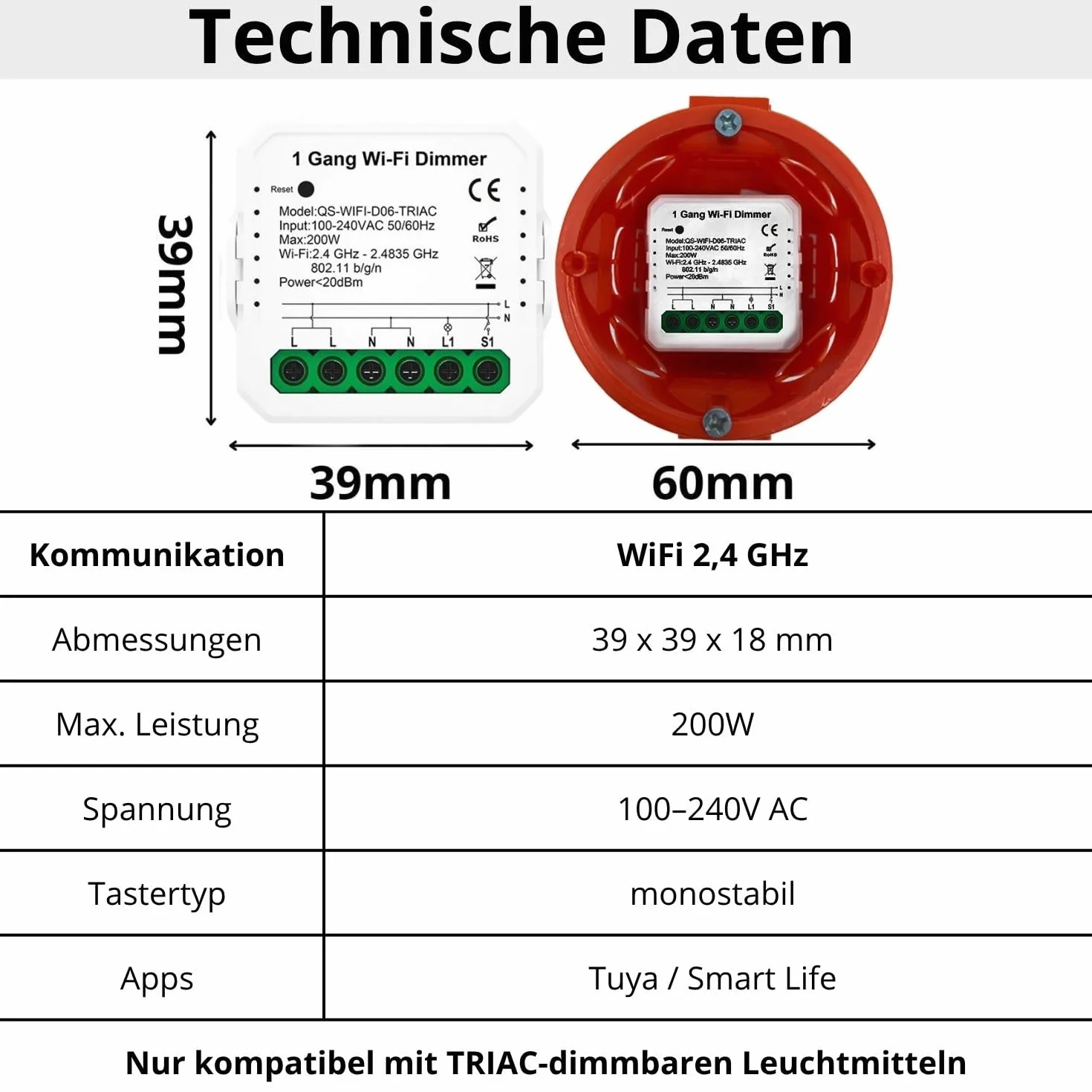Dimmer ściemniacz TUYA WIFI MINI V3 sterownik oświetlenia