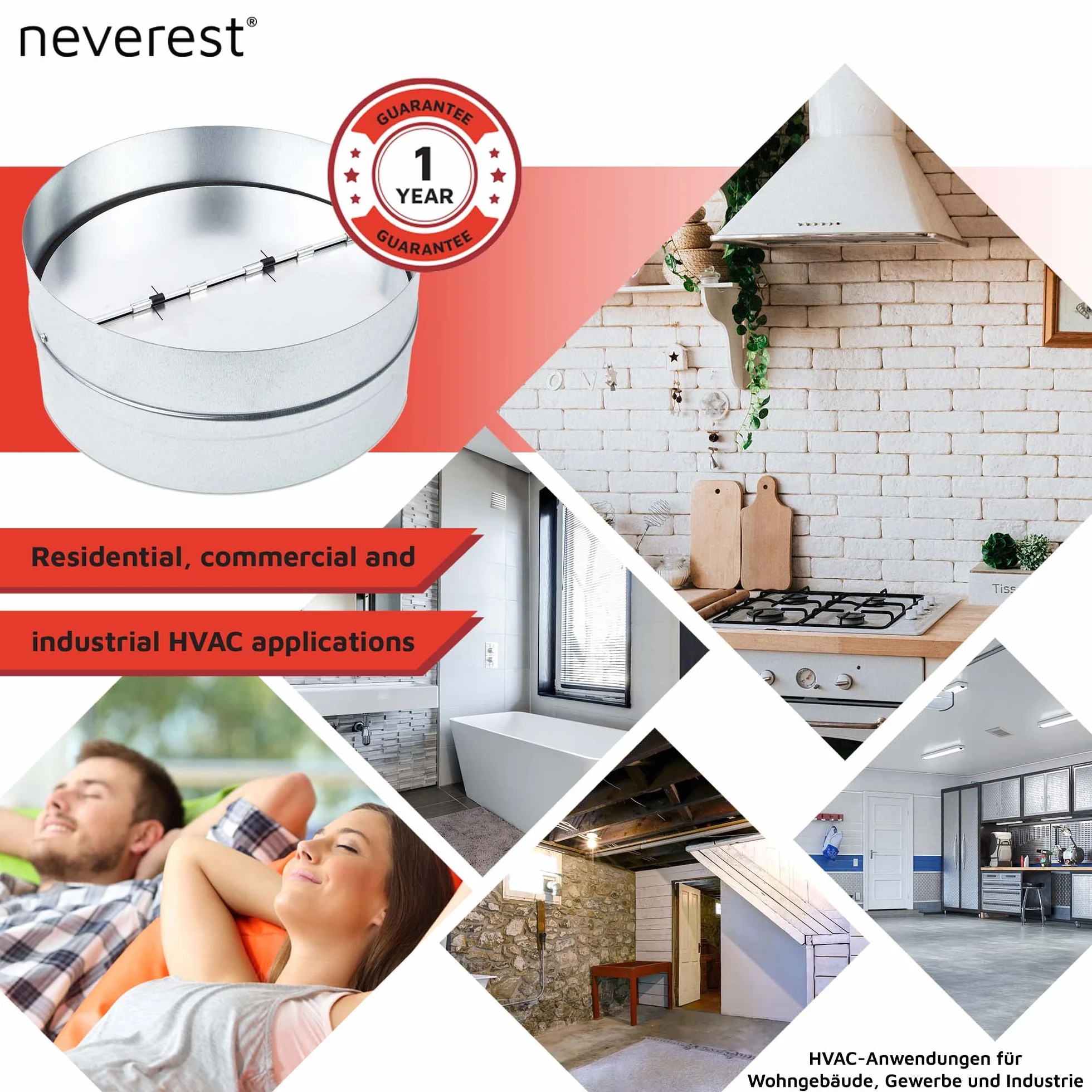 Neverest RK 150 mm Kanał łączący przepustnicę zwrotną HVAC