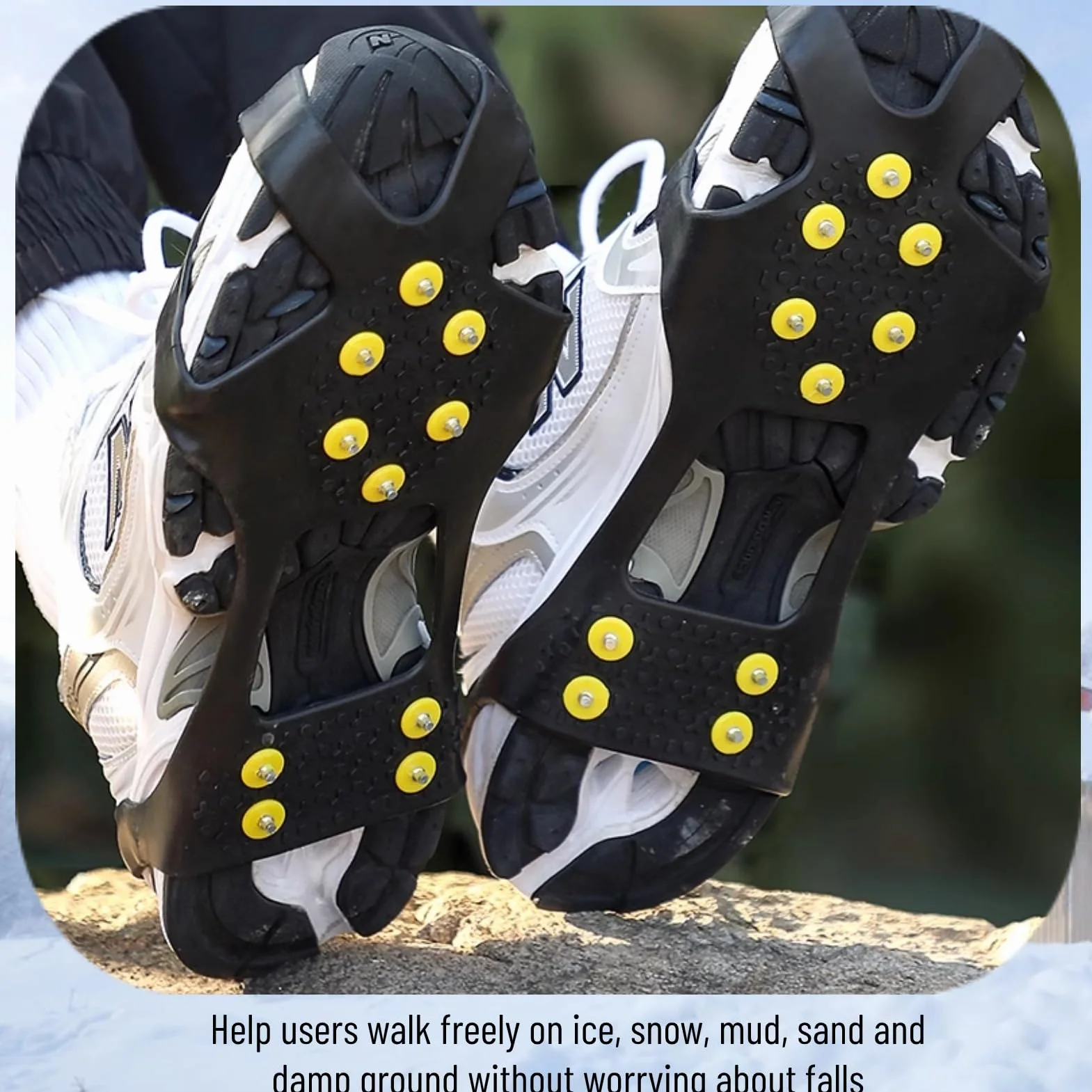 VGEBY Ice Cleats kolce antypoślizgowe 10 stalowych szpilek raki śnieżne antypoślizgowe zatrzaski do butów i butów (L)
