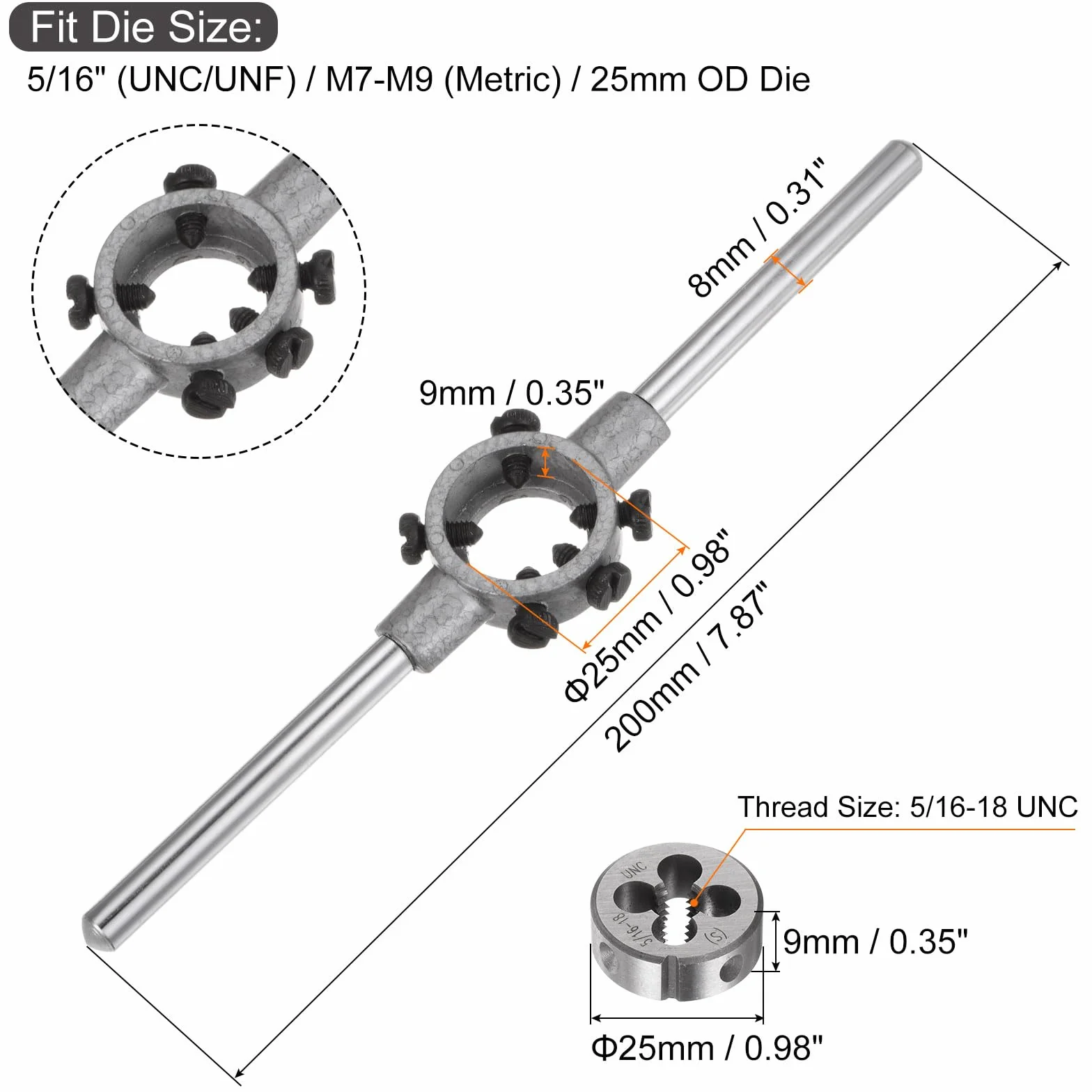 QUARKZMAN Zestaw kluczy uchwytowych Stock 5/16-18 UNC 25 mm