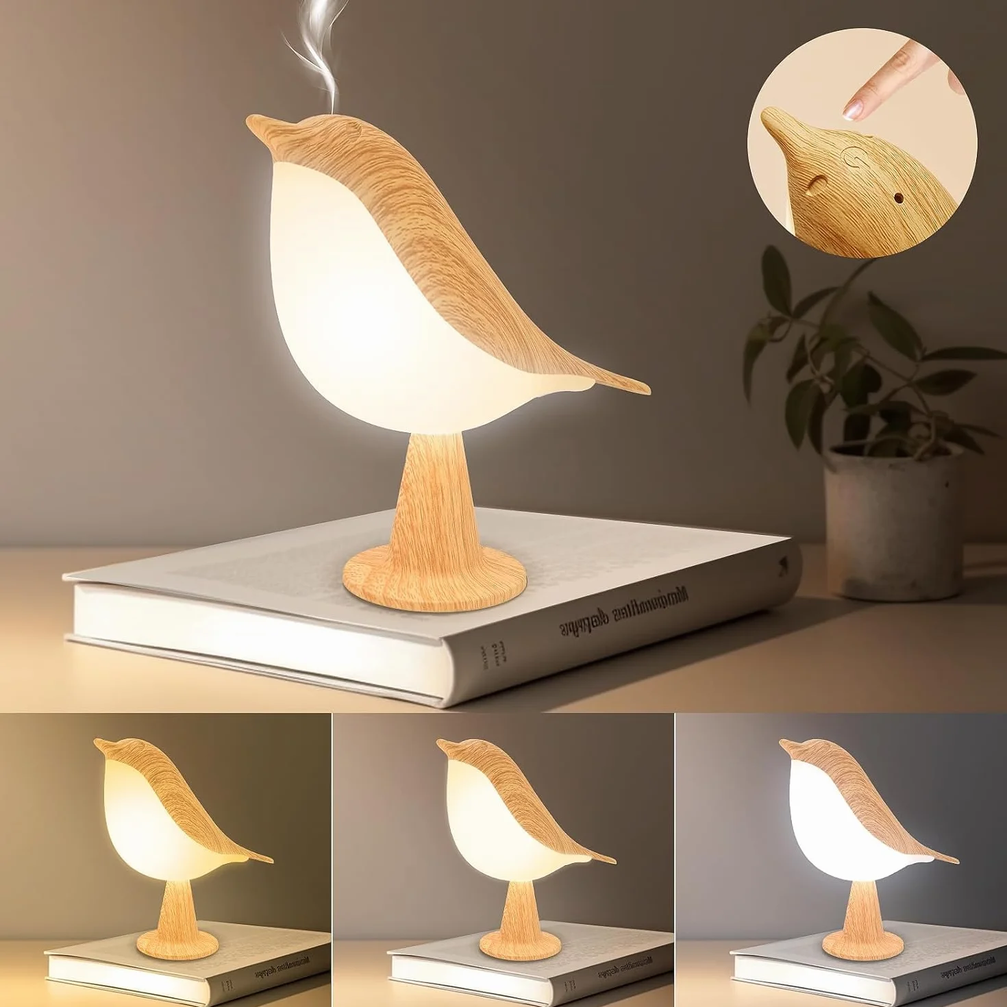 Haotao Lampka nocna, 2 szt., bezprzewodowa, dotykowa, ściemniana, z pilotem, ładowana przez USB, LED, ciepła biel i zimna