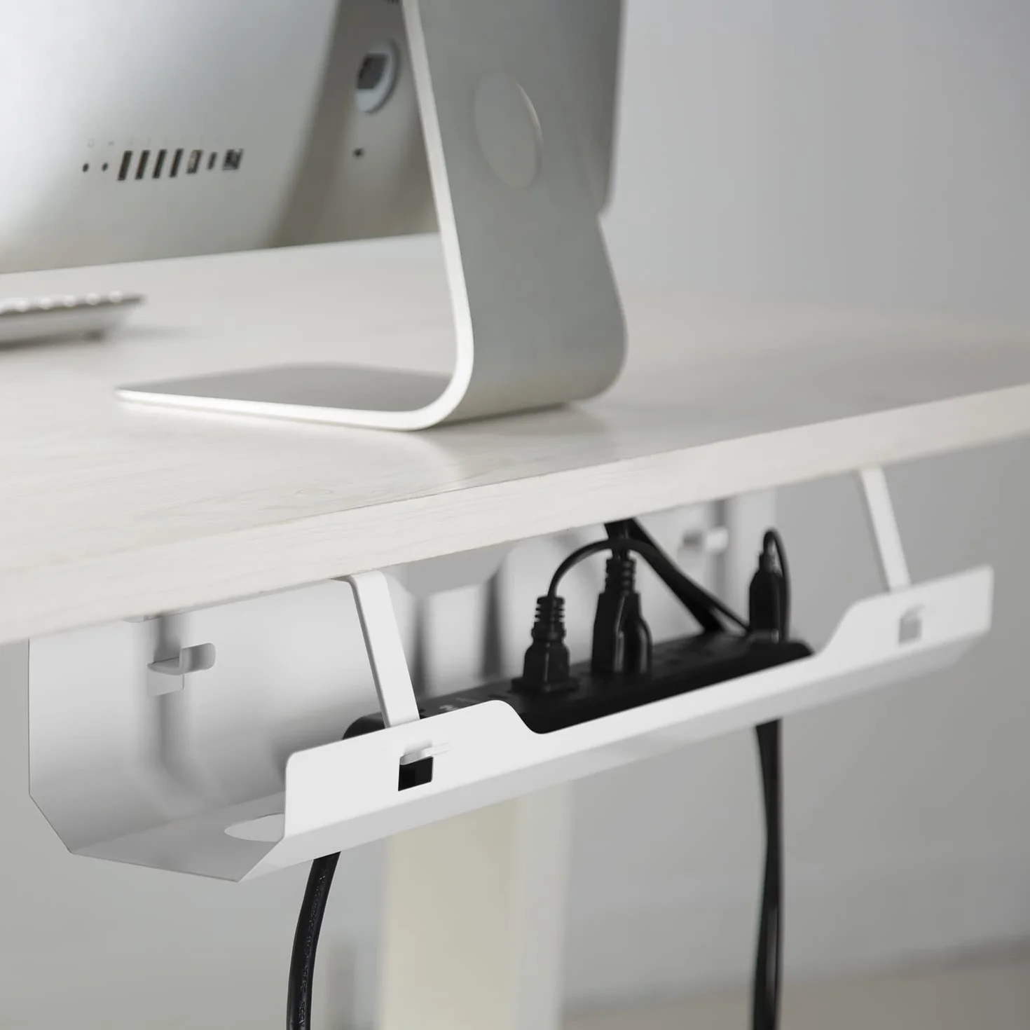 Organizer na Kable pod Biurko 60 cm Biały Uchwyt na Przewody