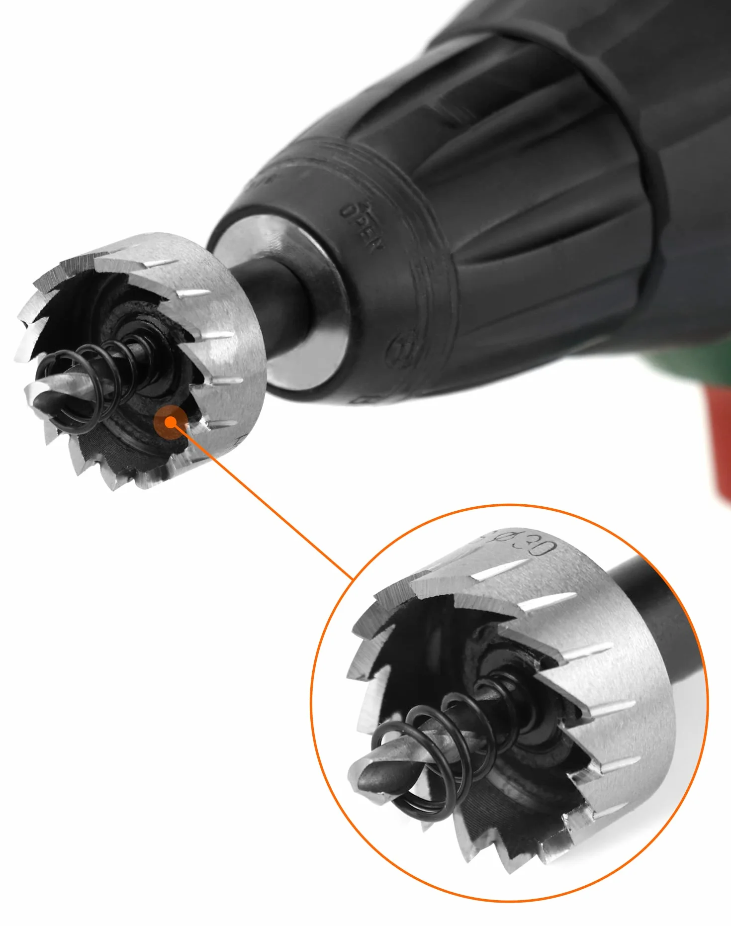 QWORK Zestaw otwornic HSS 16/18,5/20/25/30 mm ze sprężyną