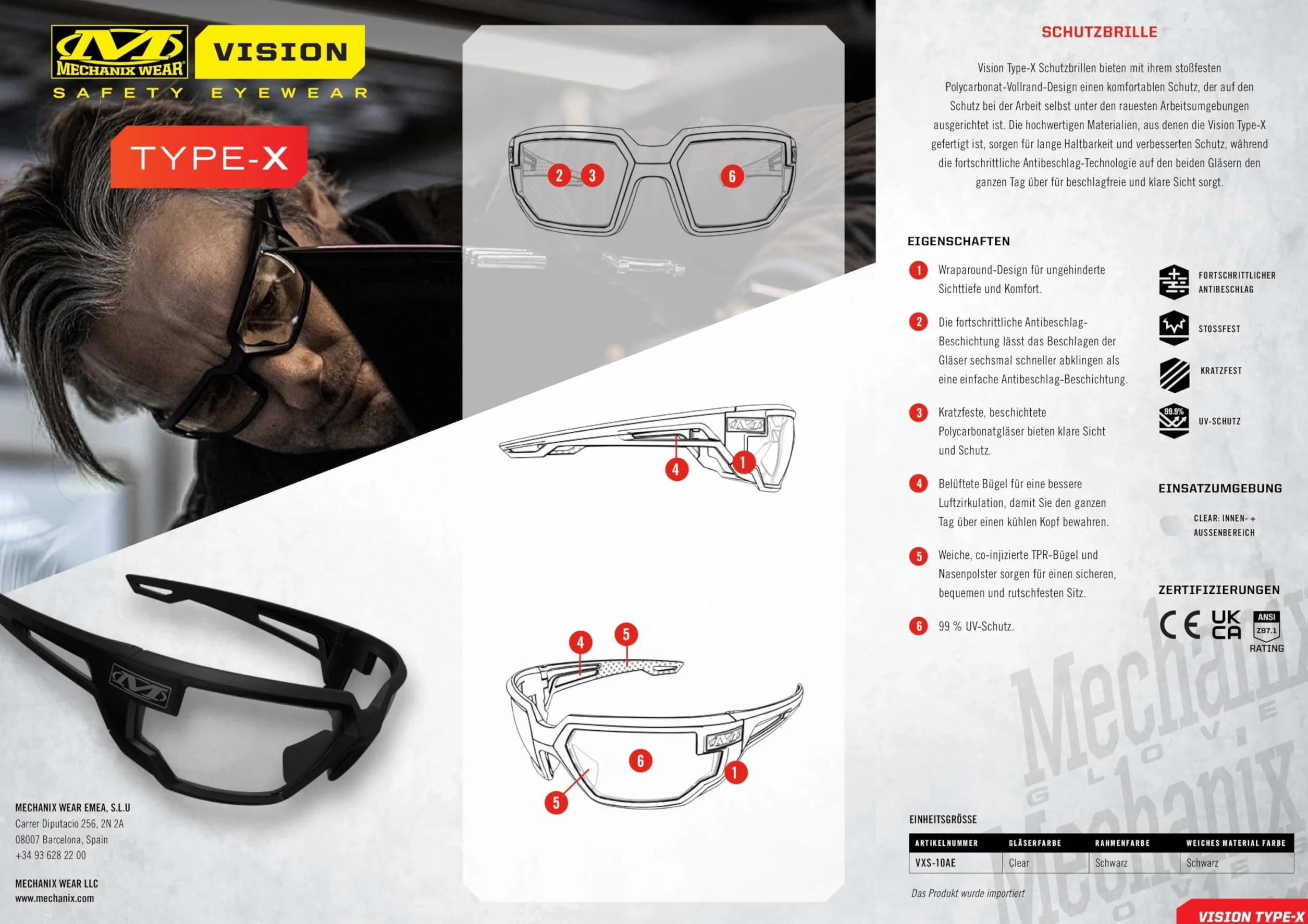 Mechanix Wear Vision Type-X Okulary Ochronne Czarny