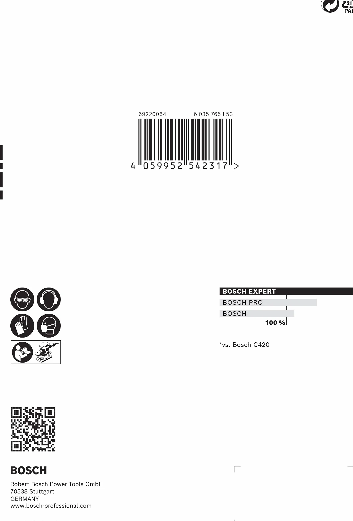 Bosch Papiery ścierne EXPERT C470 6 otworów Ø 115x107 mm Ziarnistość 120 Akcesoria Szlifierka oscylacyjna