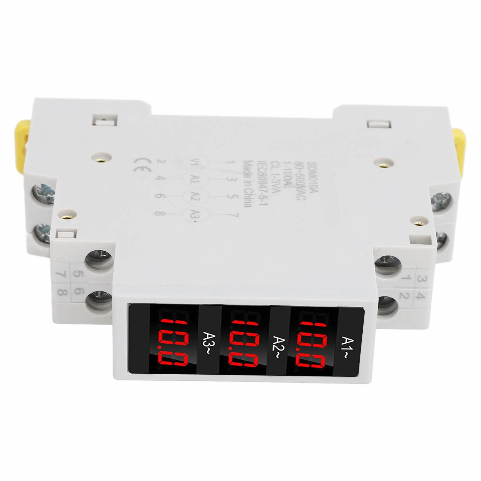 3-fazowy Amperomierz Cyfrowy LED Na szynę DIN AC80-500V 1-100A