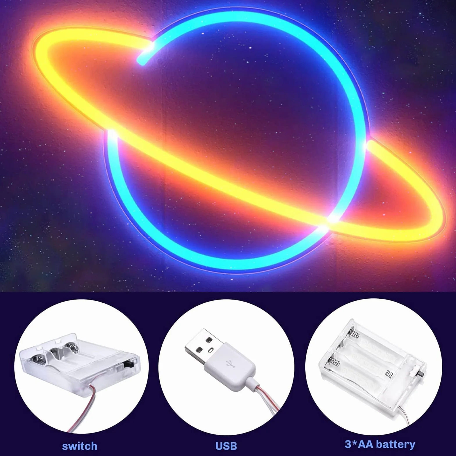Neonowy LED, kinkiet ścienny, oświetlenie bateryjne lub USB, akrylowe neonowe światła do sypialni, pokoju dziecięcego, salonu, baru, na imprezę, Boże Narodzenie, ślub