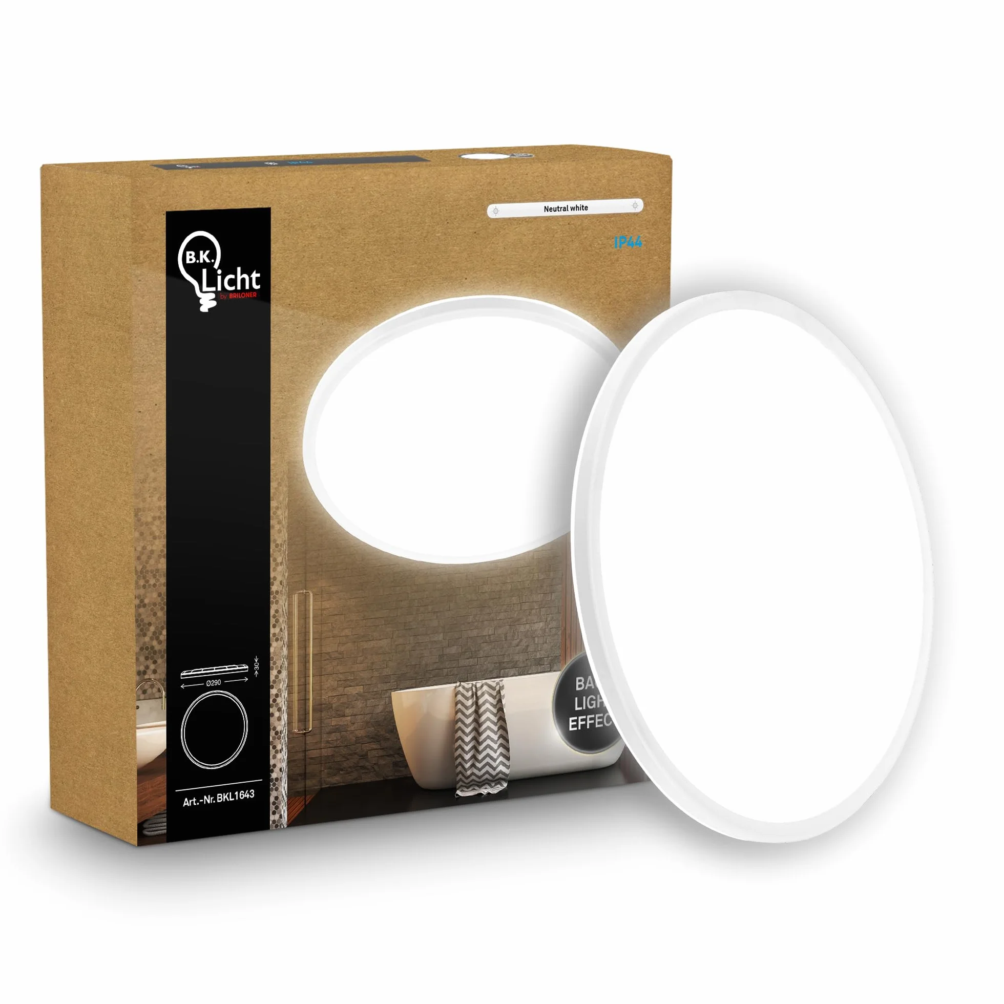 Panel LED B.K.Licht IP44 Lampa Sufitowa 29x3 cm Biały