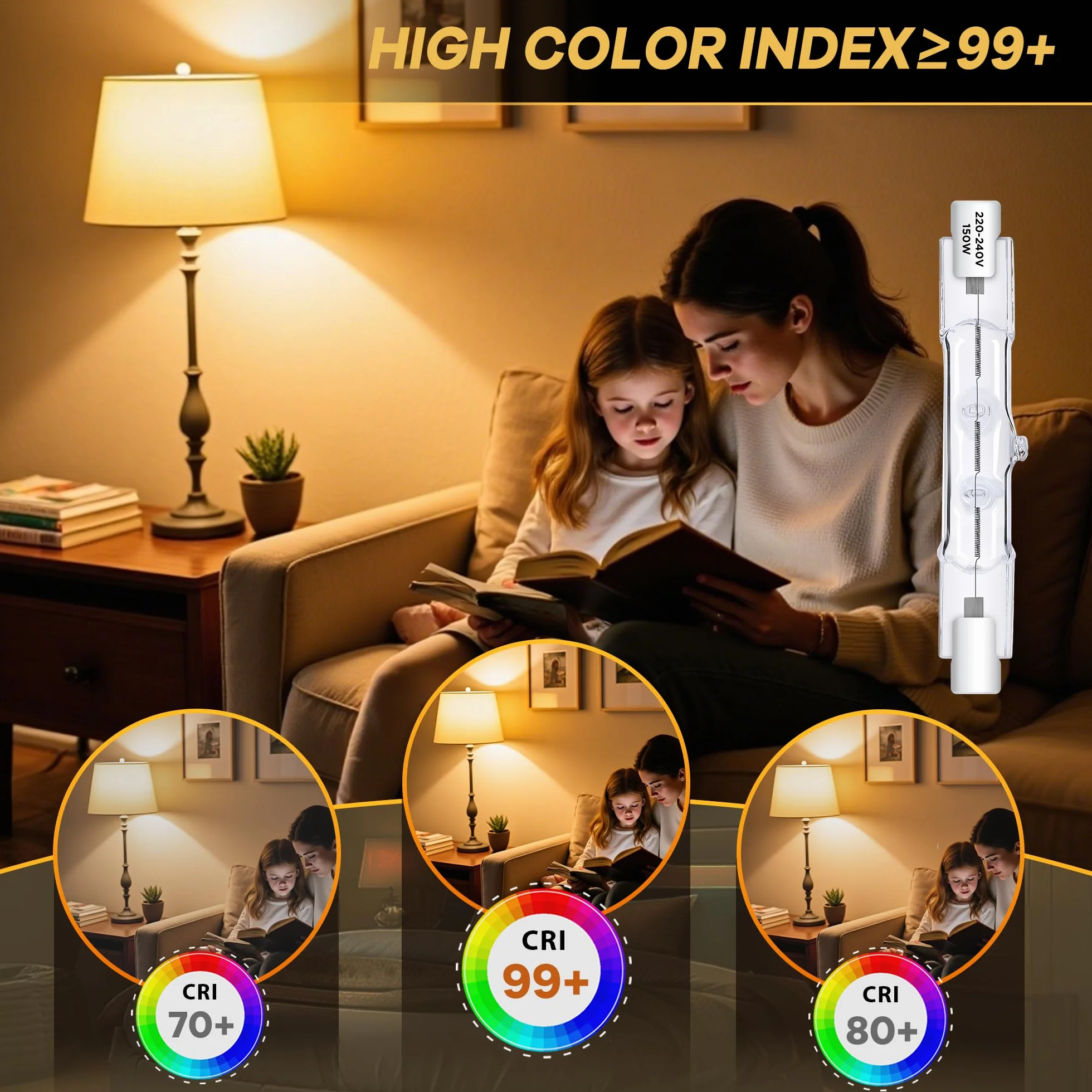 Morotty Żarówka halogenowa R7S, 78 mm, 150 W, 230 V, J78 ściemnialna żarówka halogenowa 2800K, ciepła biel, odpowiednia do lamp podłogowych, oświetlenia krajobrazu, opakowanie 6 szt