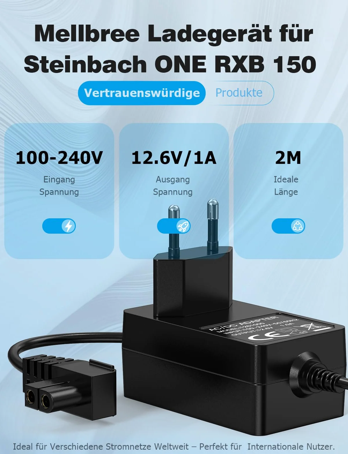 Mellbree Ładowarka do robota basenowego Steinbach ONE RXB 150, przewód zasilający 2 m