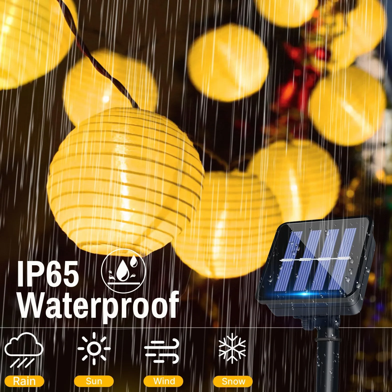 Solarny łańcuch świetlny LED 6m 20 diod IP65 8 trybów oświetlenia do ogrodu