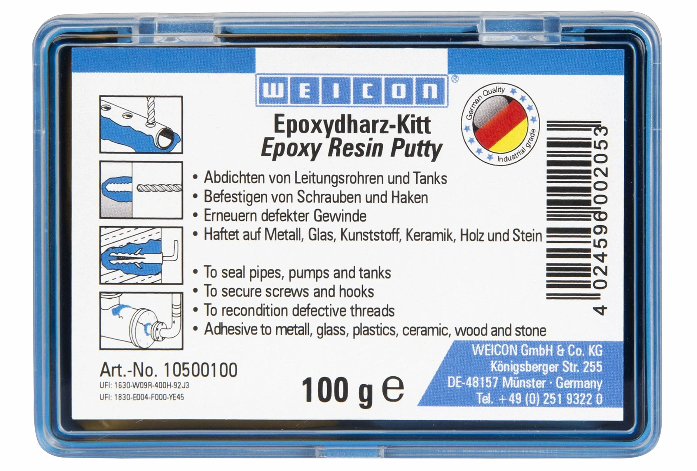 WEICON Zestaw żywicy epoksydowej 100 g uniwersalna masa naprawcza