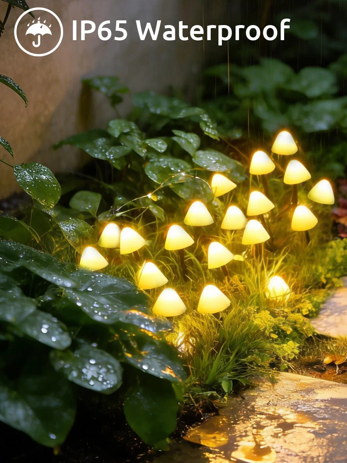Joycome Ozdoby ogrodowe słoneczne 5 m 20 diod LED grzyb wodoodporne lampki ogrodowe ciepła biel