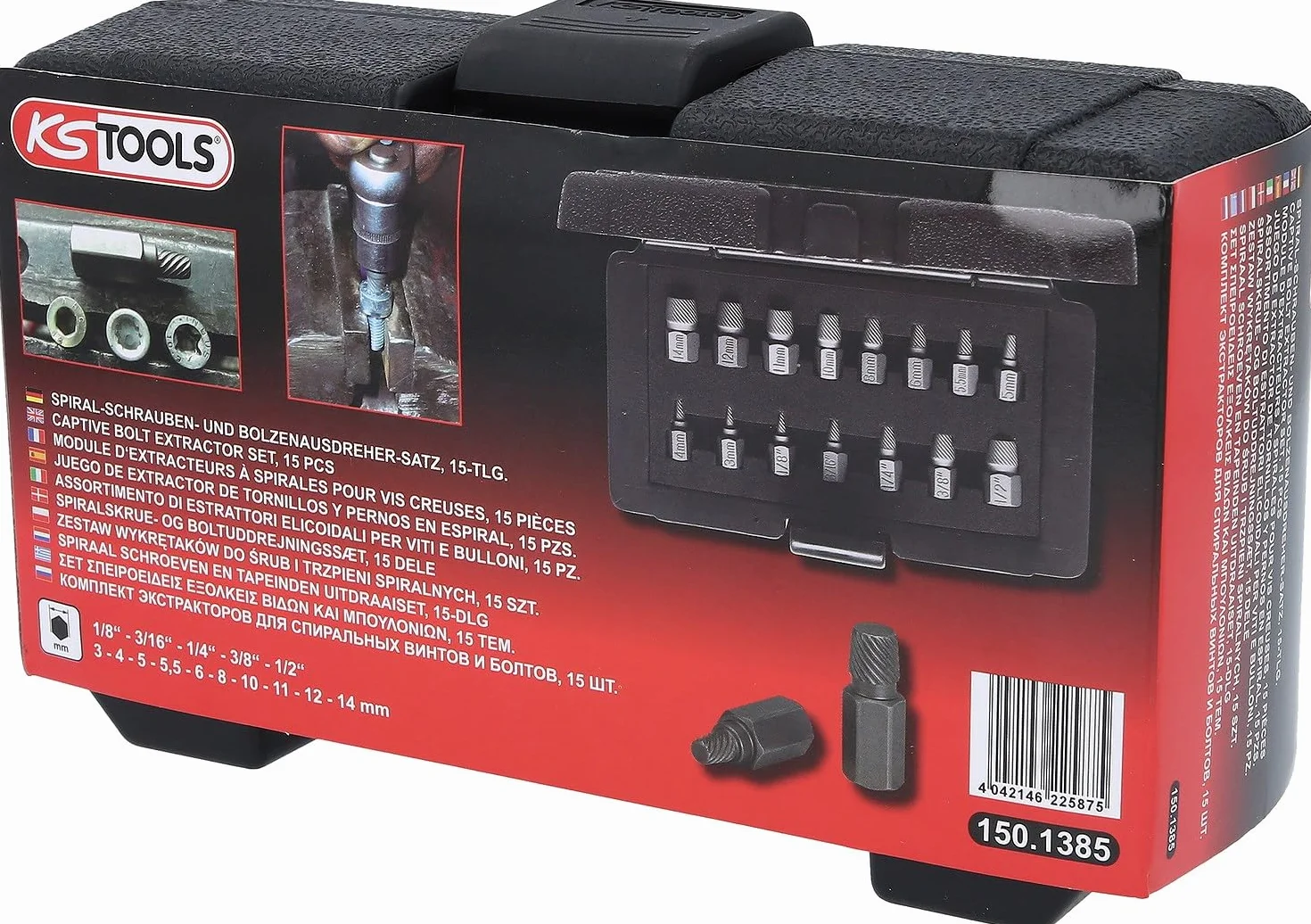 KS Tools 150.1385 Zestaw wkretaków spiralnych, 15-szt