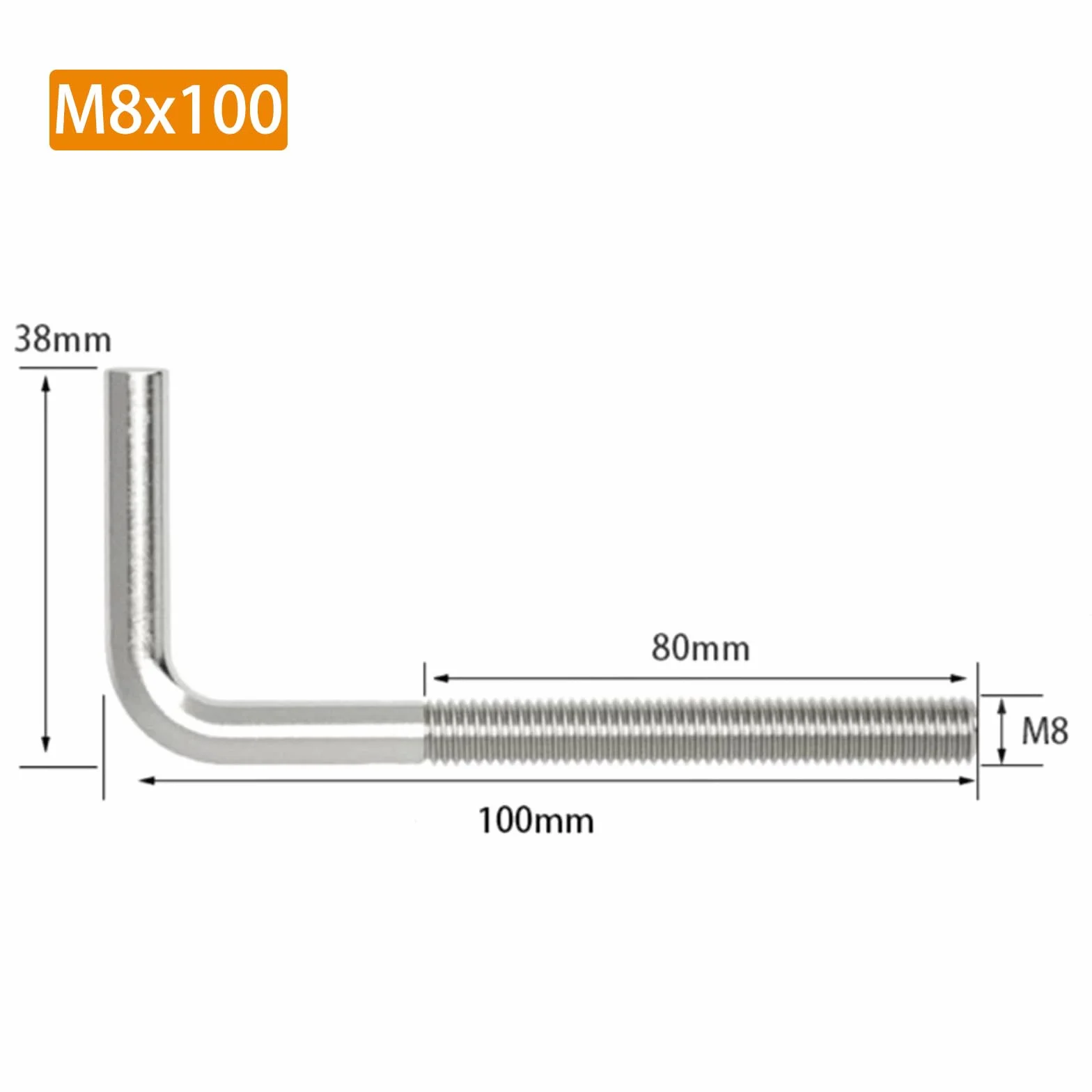 Śruby hakowe L M8 x 100 mm 304 stal szlachetna 15 sztuk