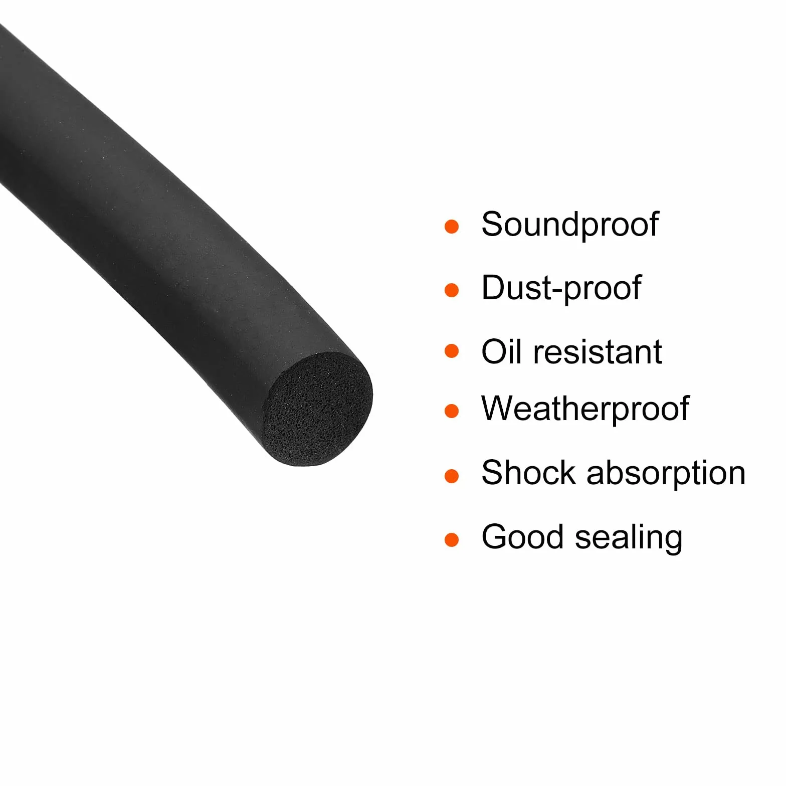 Uszczelka z pianki gumowej EPDM 7 mm x 2 m, okrągła guma do uszczelnienia