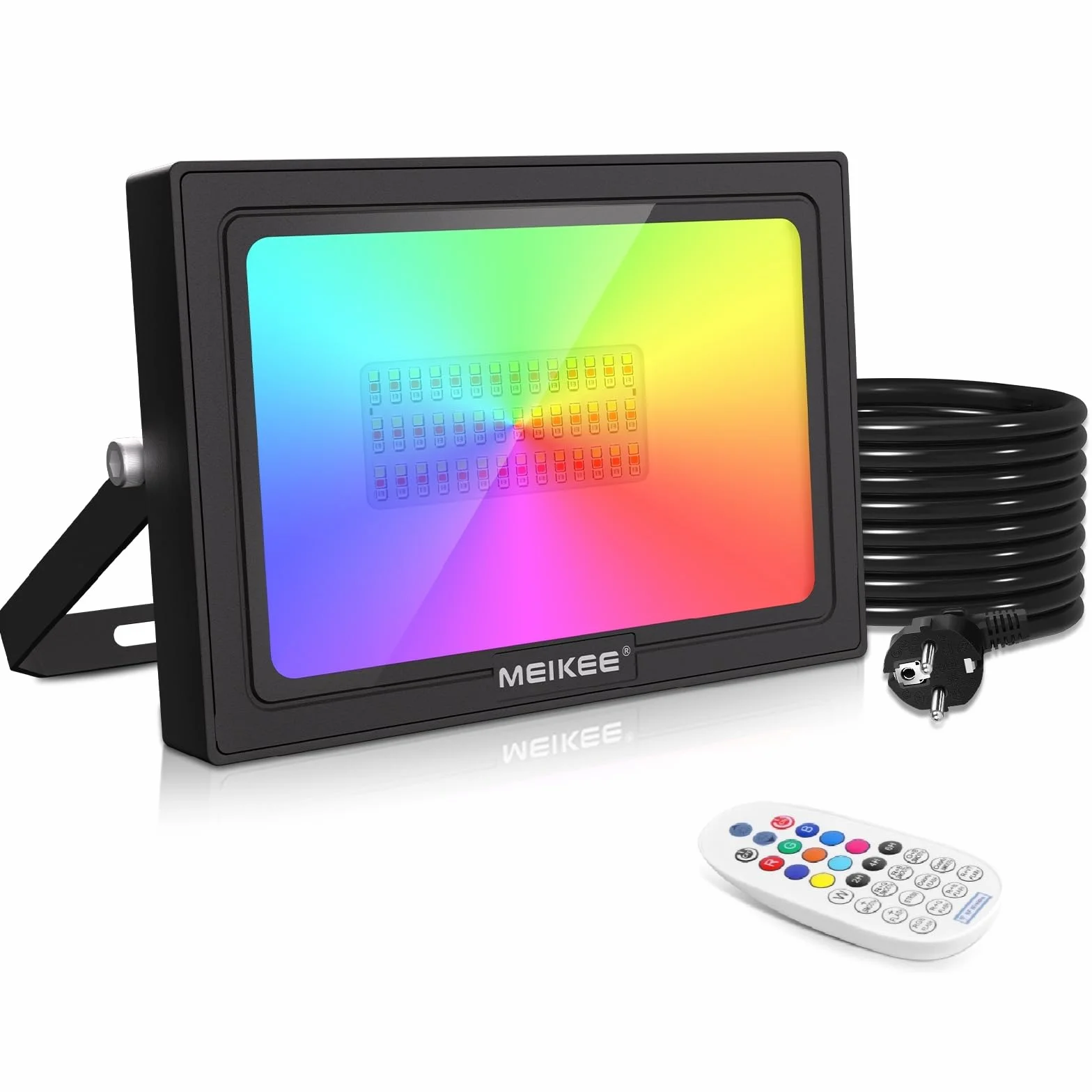 MEIKEE Zewnętrzny projektor LED RGB 60 W, 10 kolorów 12 trybów z pilotem, IP66