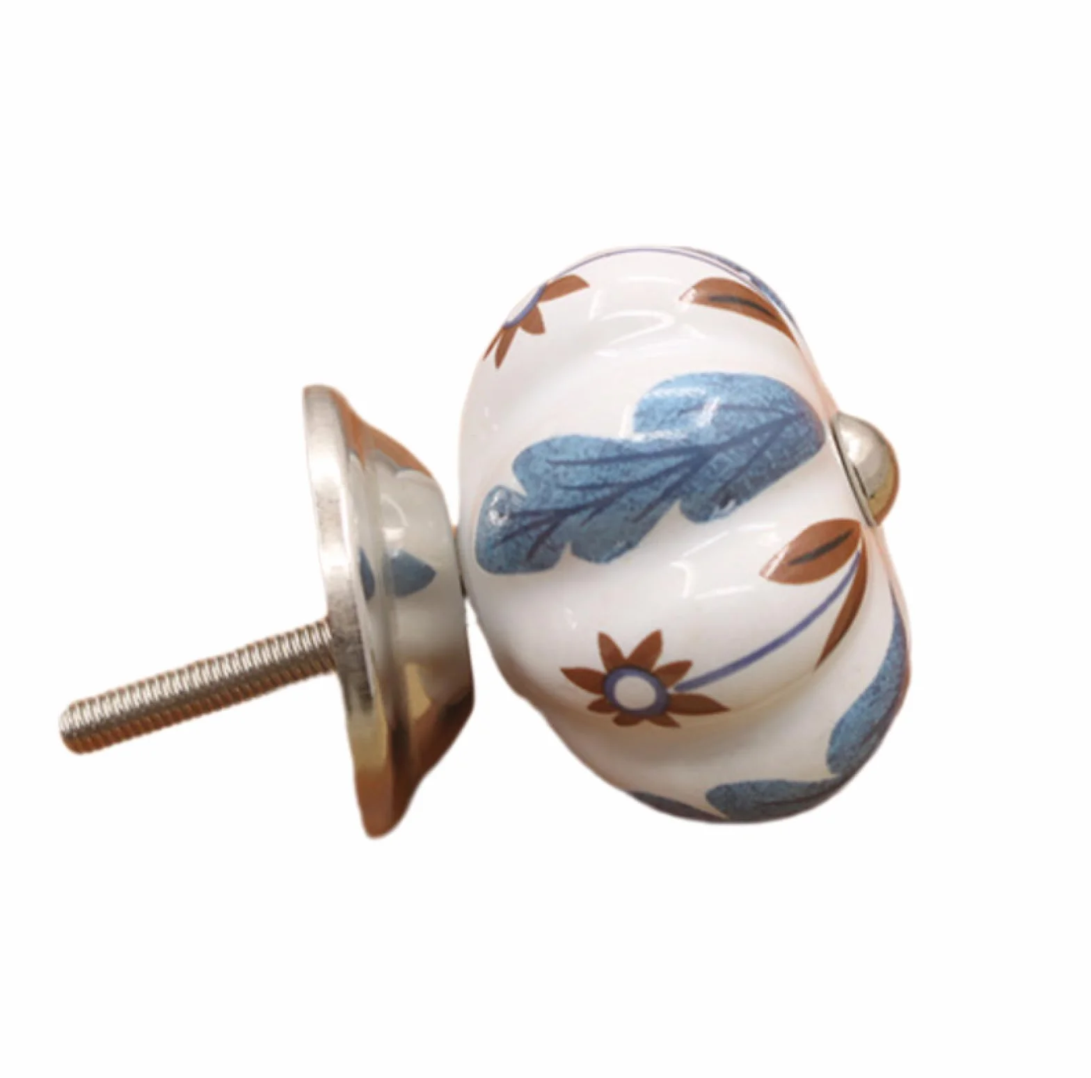 Uchwyty Meblowe Ceramiczny Pojedynczym Otworem Retro Styl Śródziemnomorski Klamka Typu C Liść Morwy 4 Szt