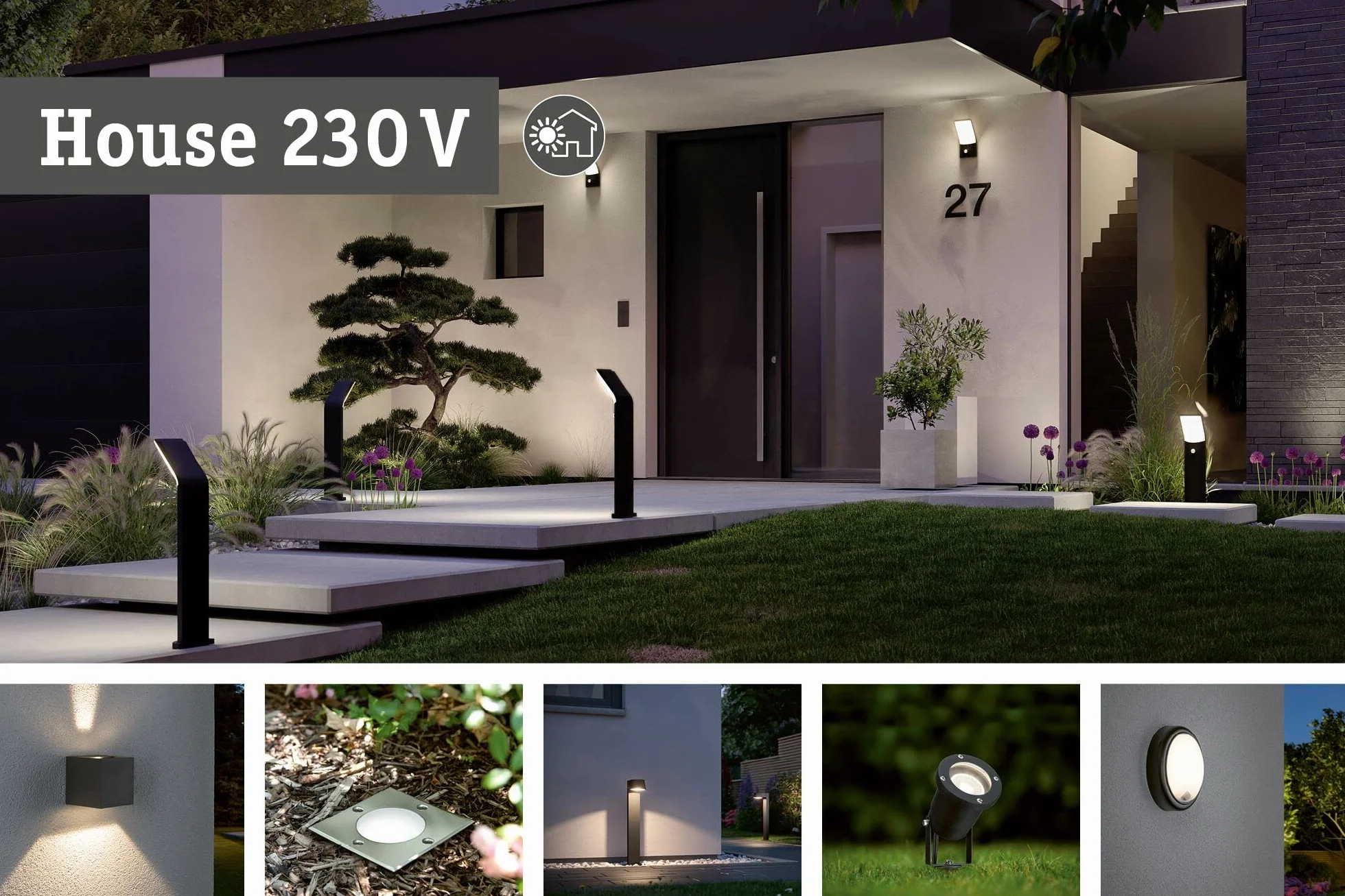 Paulmann 94847 LED oprawa na ścianę zewnętrzną Cybo IP44 2x2,5W 2x150lm ściemniania 100x100mm antracyt aluminium RGBW