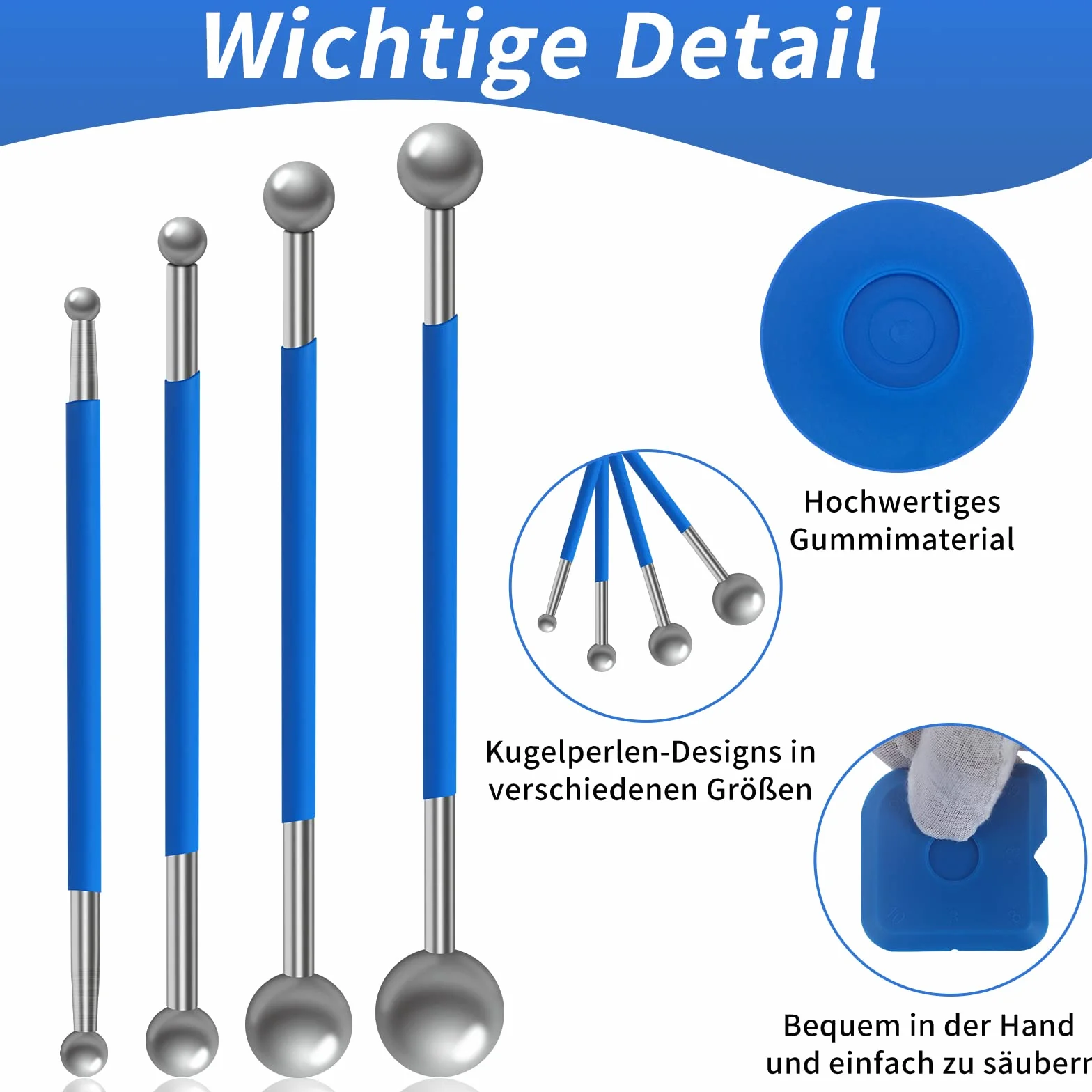 Zestaw do wygładzania fug 9 narzędzi, 4 metalowe kulki, 5 silikonowych wygładzaczy