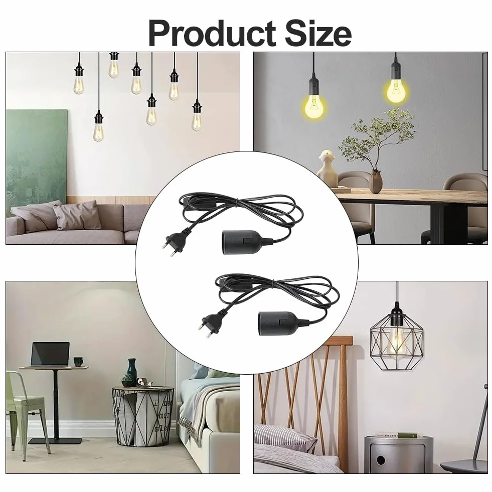Zawieszenie lampy E27 2 sztuki z uchwytem śrubowym kabel 1,2 m regulowany