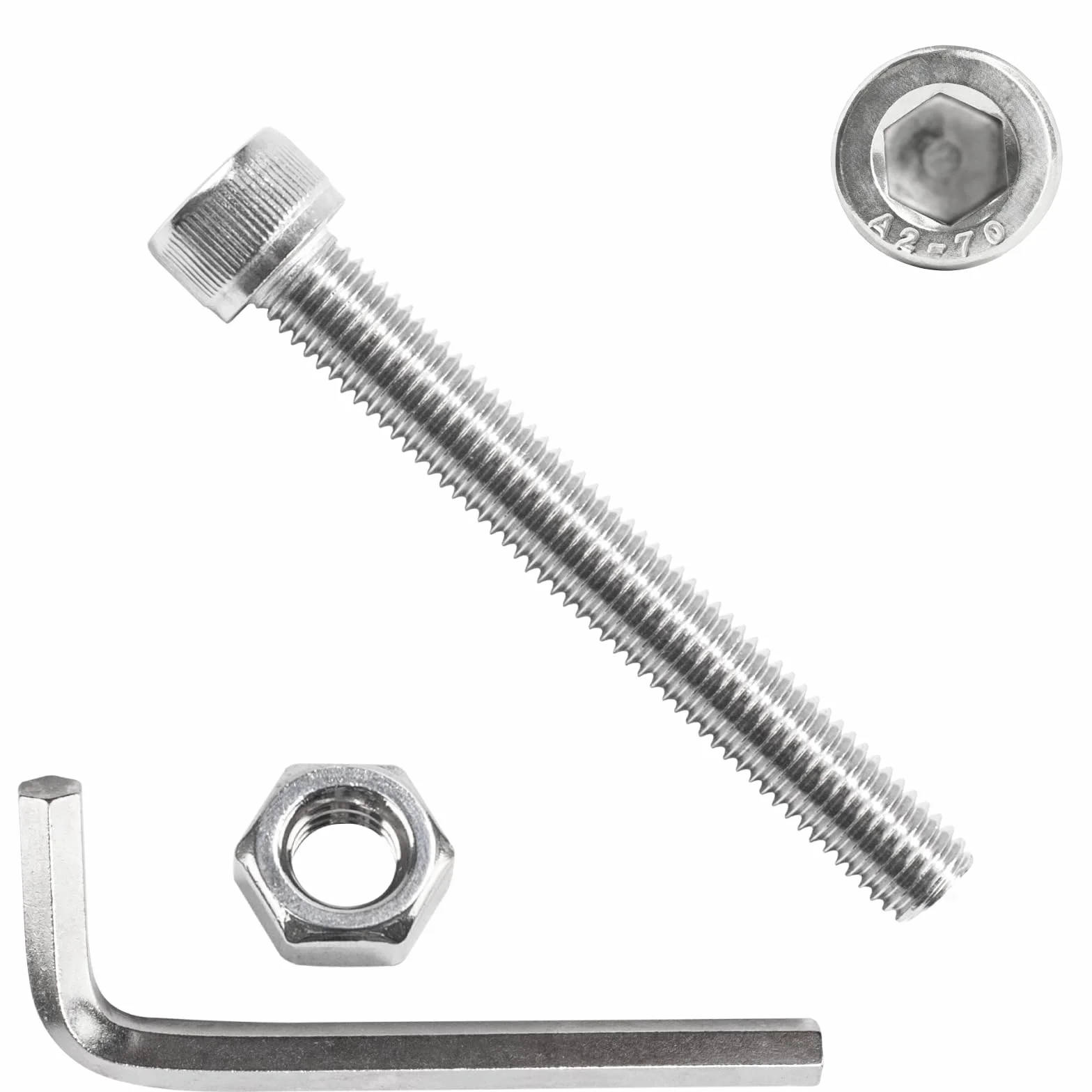 Zestaw 10 śrub M10, M10 x 80 mm, śruby z łbem cylindrycznym, śruby cylindryczne z łbem sześciokątnym, zestaw śrub gwintowanych ze stali nierdzewnej, zestaw śrub maszynowych, śruby sześciokątne