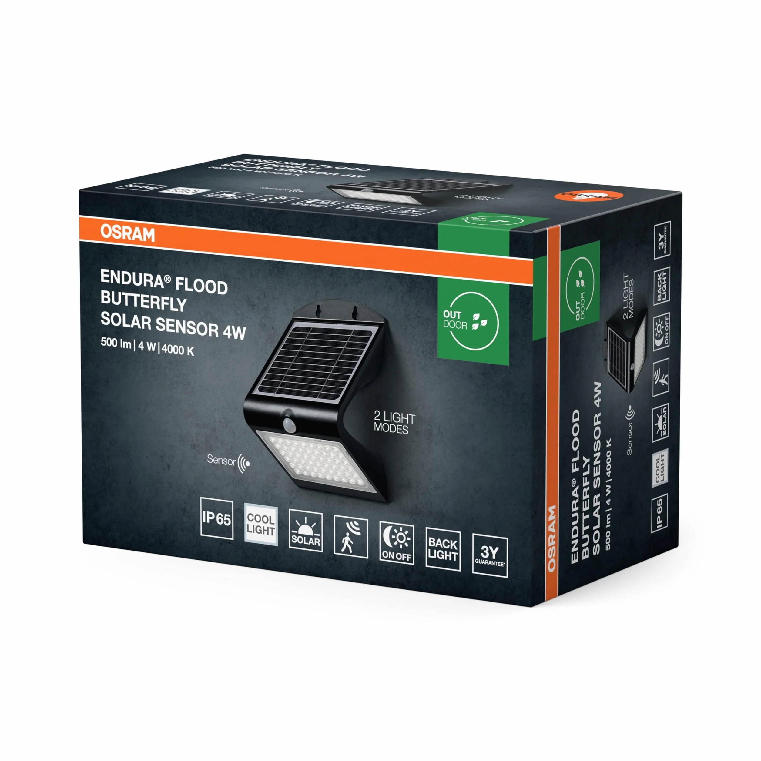 OSRAM ENDURA BUTTERFLY reflektor solarny 4W 500lm IP65 4000K czujnik ruchu