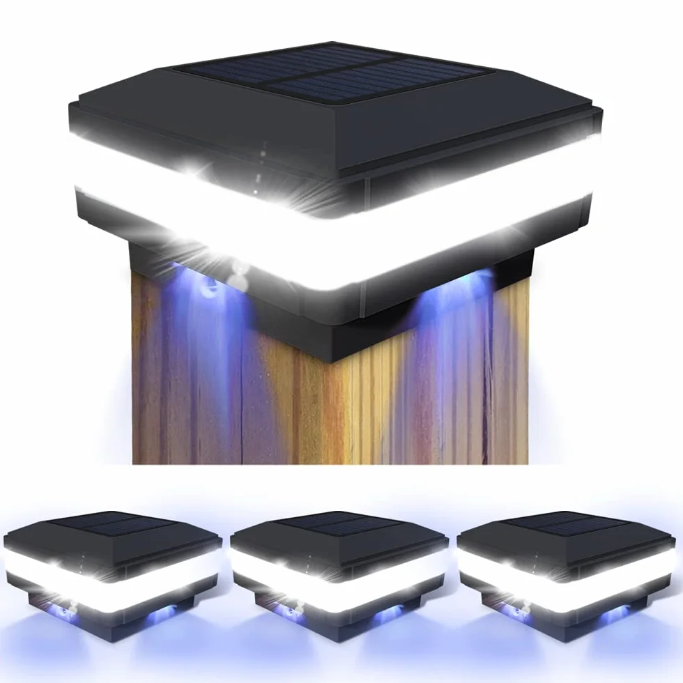 Solarne oświetlenie ogrodzenia, zaślepki słupków do wielu rozmiarów, 7 x 7,8 x 8,9 x 9, 10 x 10, standardowe słupki 6000 K, IP65, wodoszczelne zaślepki na słupki drewniane, zaślepki słupków