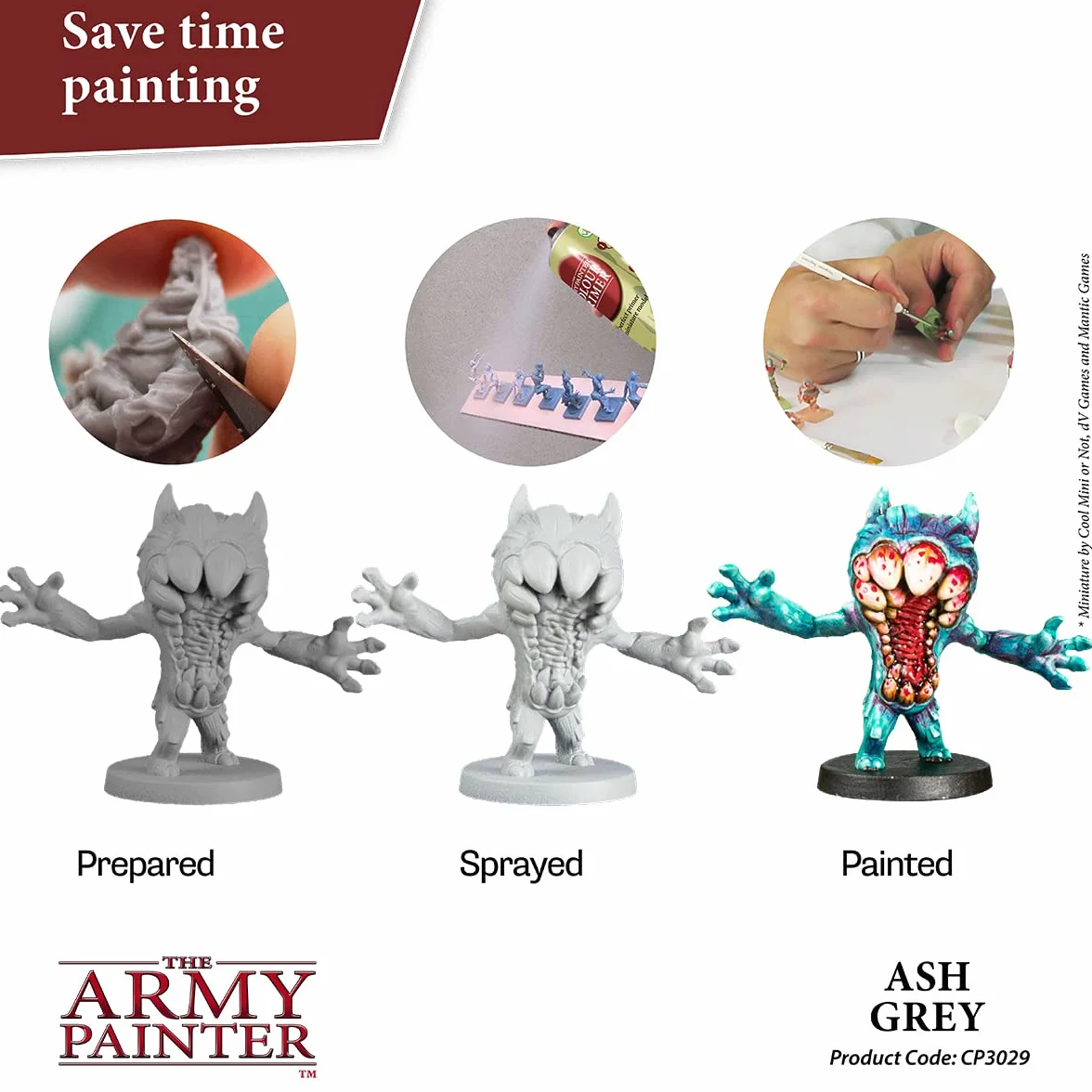 The Army Painter Color Primer Ash Grey 400 ml akrylowy podkład w sprayu, farba w sprayu do miniaturowego podkładu, odgrywania ról, gier planszowych i gier wojennych miniaturowych modelowania