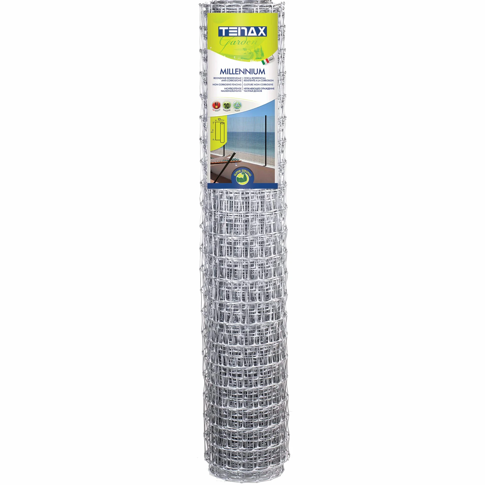 Siatka ogrodzeniowa z tworzywa sztucznego TENAX Millennium 1,00 x 10 m srebrna