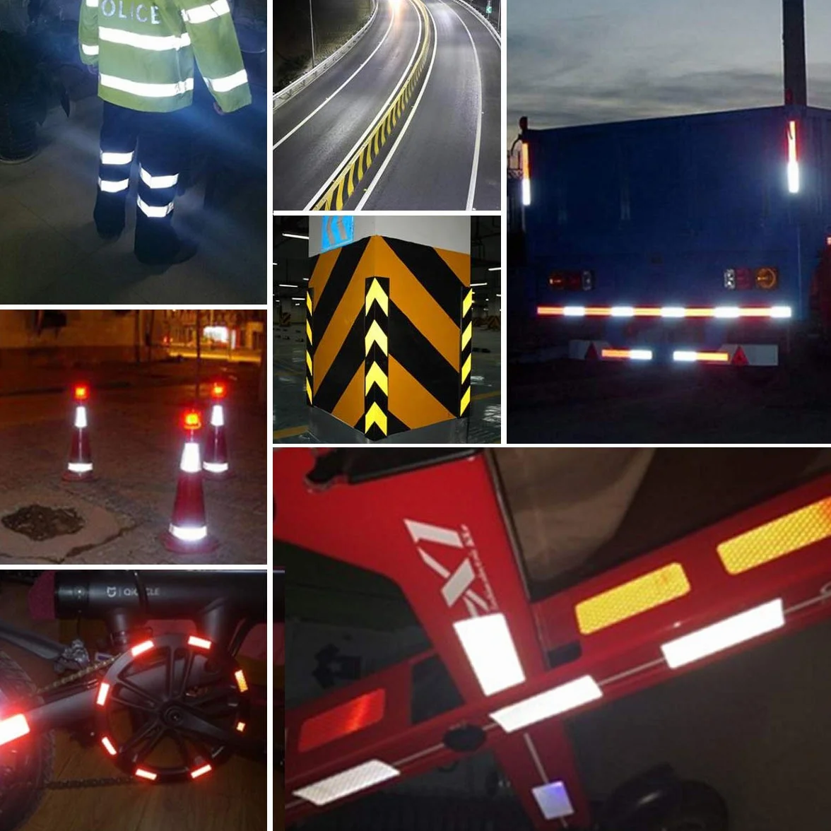 samoprzylepna taśma odblaskowa, odblaski rowerowe, białe, czerwone, żółte, naklejki odblaskowe na kask, do motocykli, do jazdy nocą, zwrócenie uwagi na bezpieczeństwo, 3 szt., 3 m x 50 mm