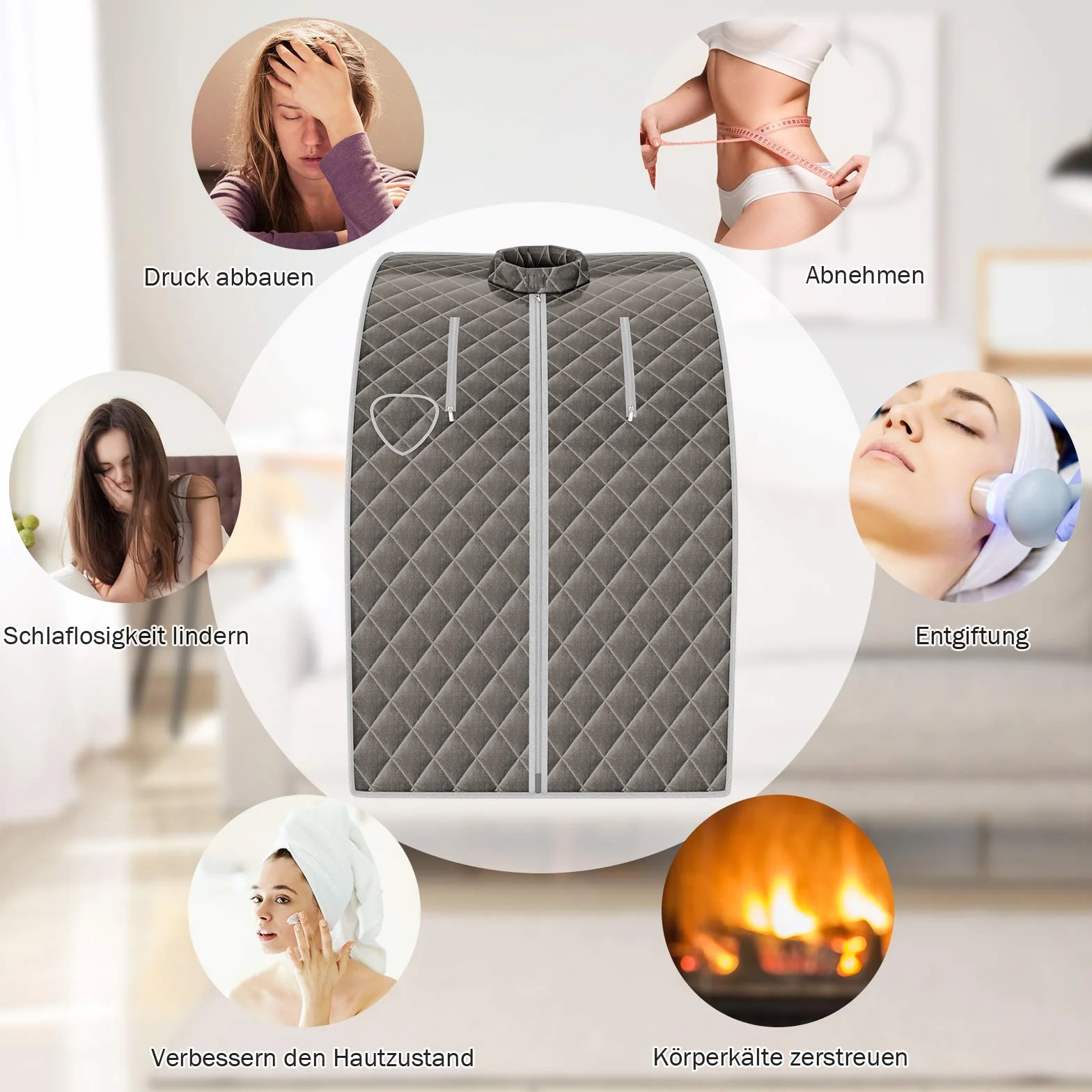 Sauna parowa Costway 3 l z pilotem, regulacja czasu i temperatury, składane krzesło w zestawie
