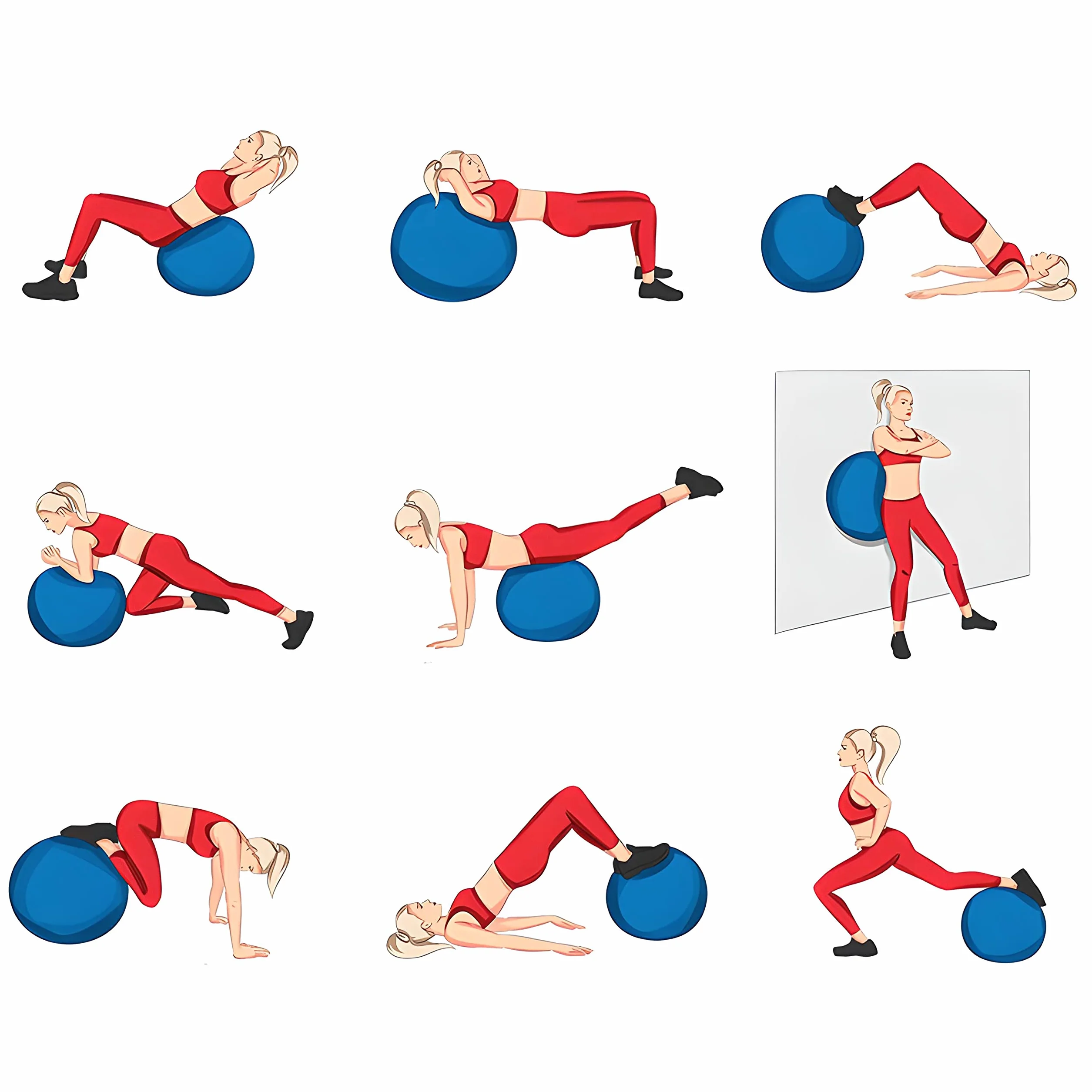 Retoo Piłka gimnastyczna, 65 cm, piłka do siedzenia z pompką, piłka treningowa, piłka do fitnessu, jogi, gimnastyki, treningu podstawowego, fitnessu, do biura, do balansowania, piłki gimnastycznej,
