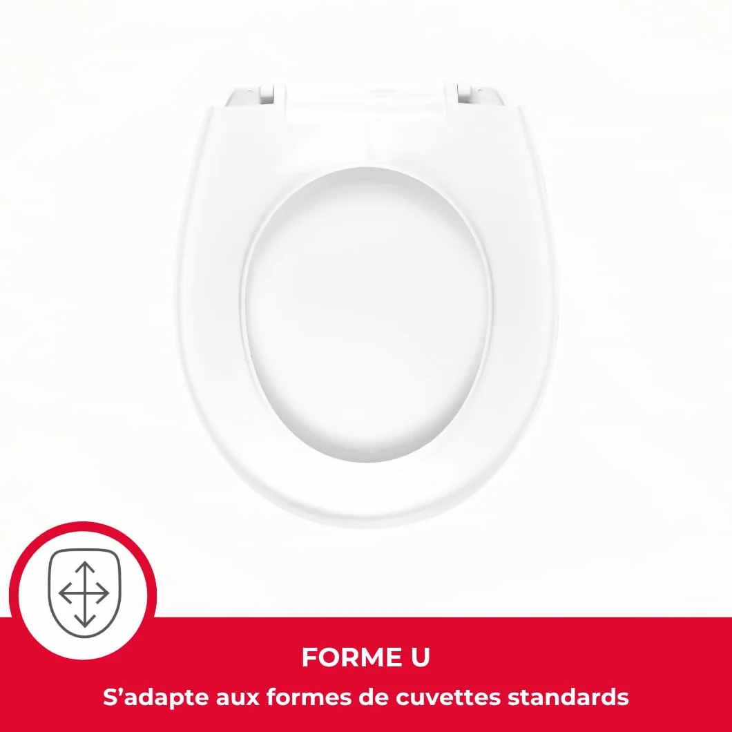 Wirquin biały Neonowa deska sedesowa w kształcie litery U z plastikowymi zawiasami Lock
