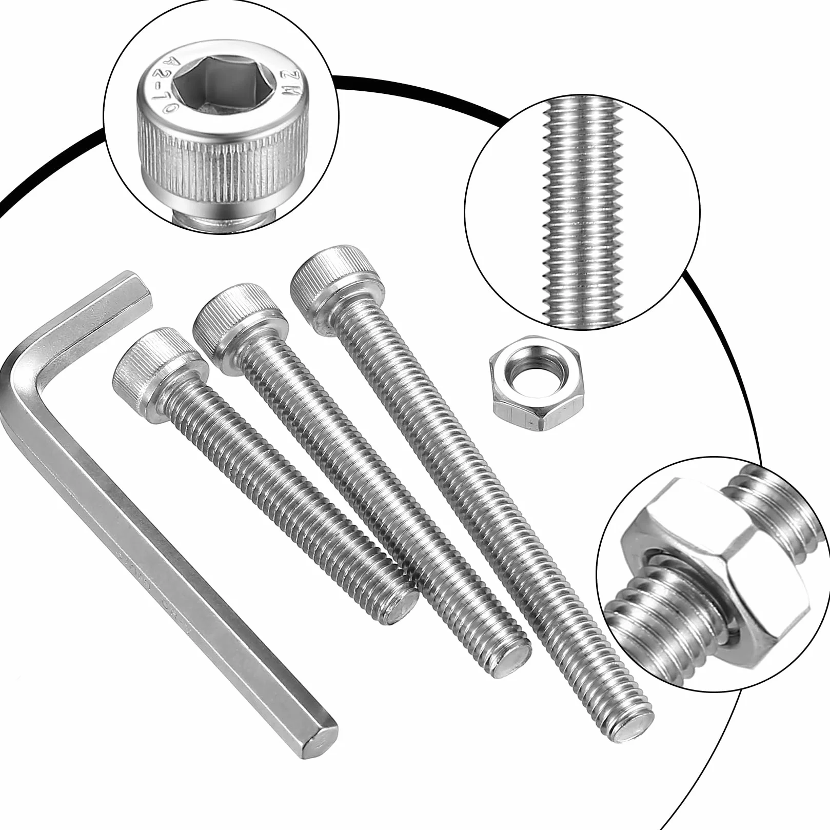 Śruby cylindryczne M10 x 60 mm pełny gwint zestaw 10 sztuk z nakrętkami