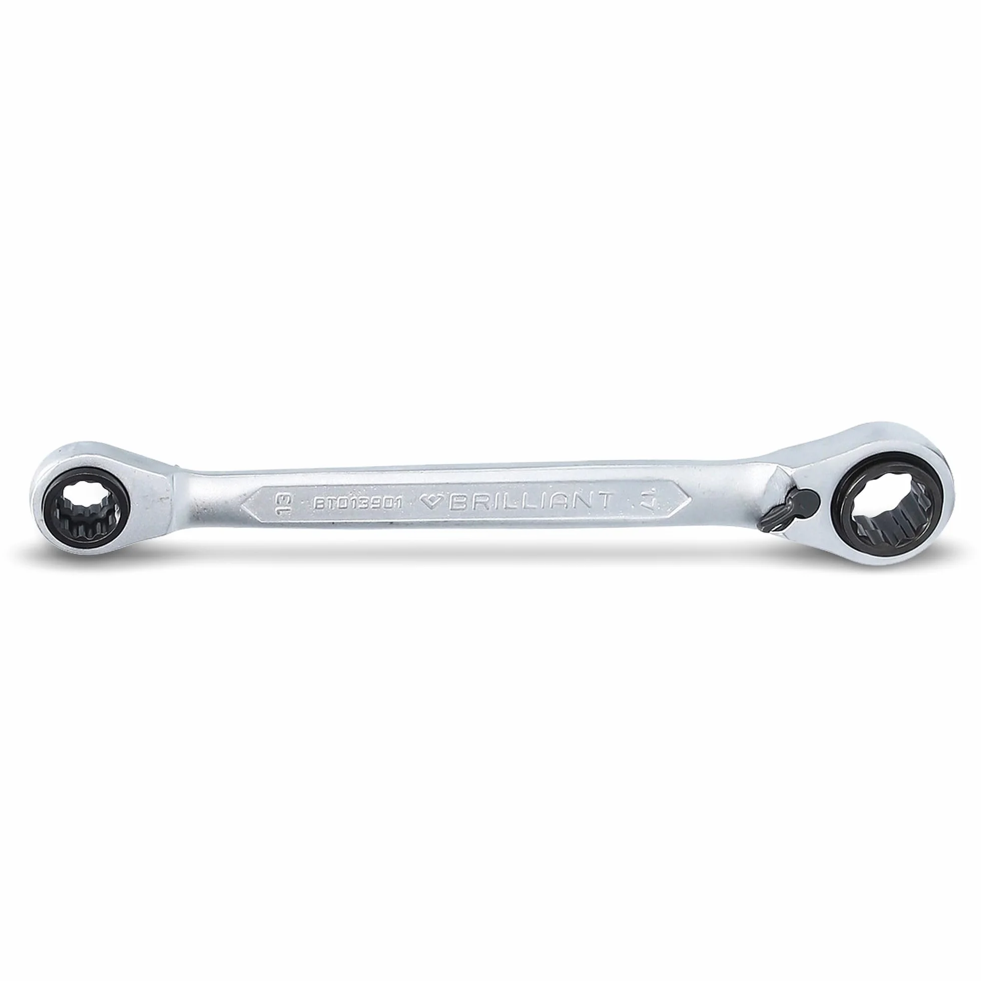 BRILLIANT TOOLS Podwójny klucz oczkowy z grzechotką 4 w 1 10x13 17x19 mm
