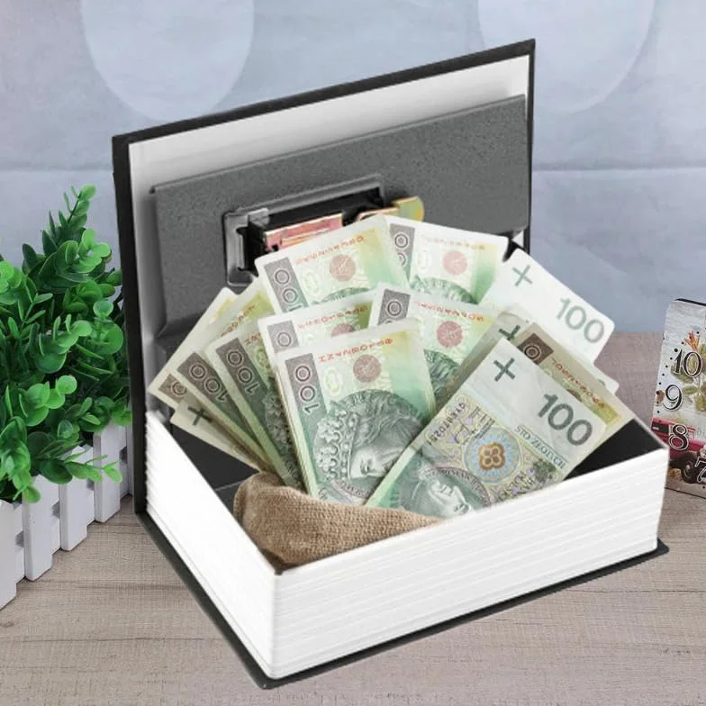 Retoo Sejf na książki z 2 kluczami, 24 cm, bezpieczny sejf na książki, sejf do domu, Książka sejf, pieniędzy, dokumentów, gotówki, biżuterii, pudełko do przechowywania, czarny