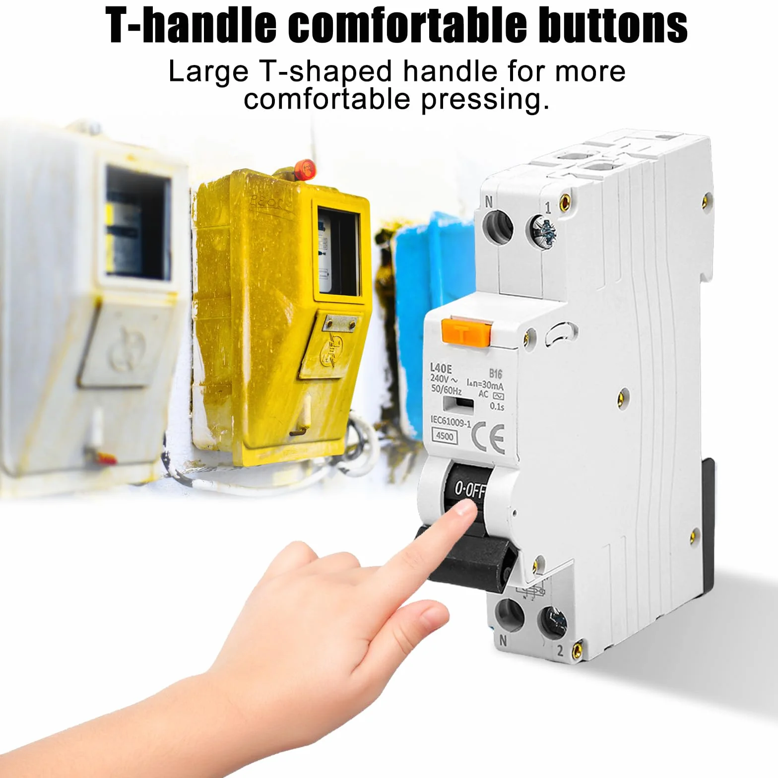 GOMETY Wyłącznik ochronny FI B16 30 mA RCBO RCD 6 kA 1P+N Typ A różnicowoprądowy 16 A 230 V FI/LS montaż na szynie DIN