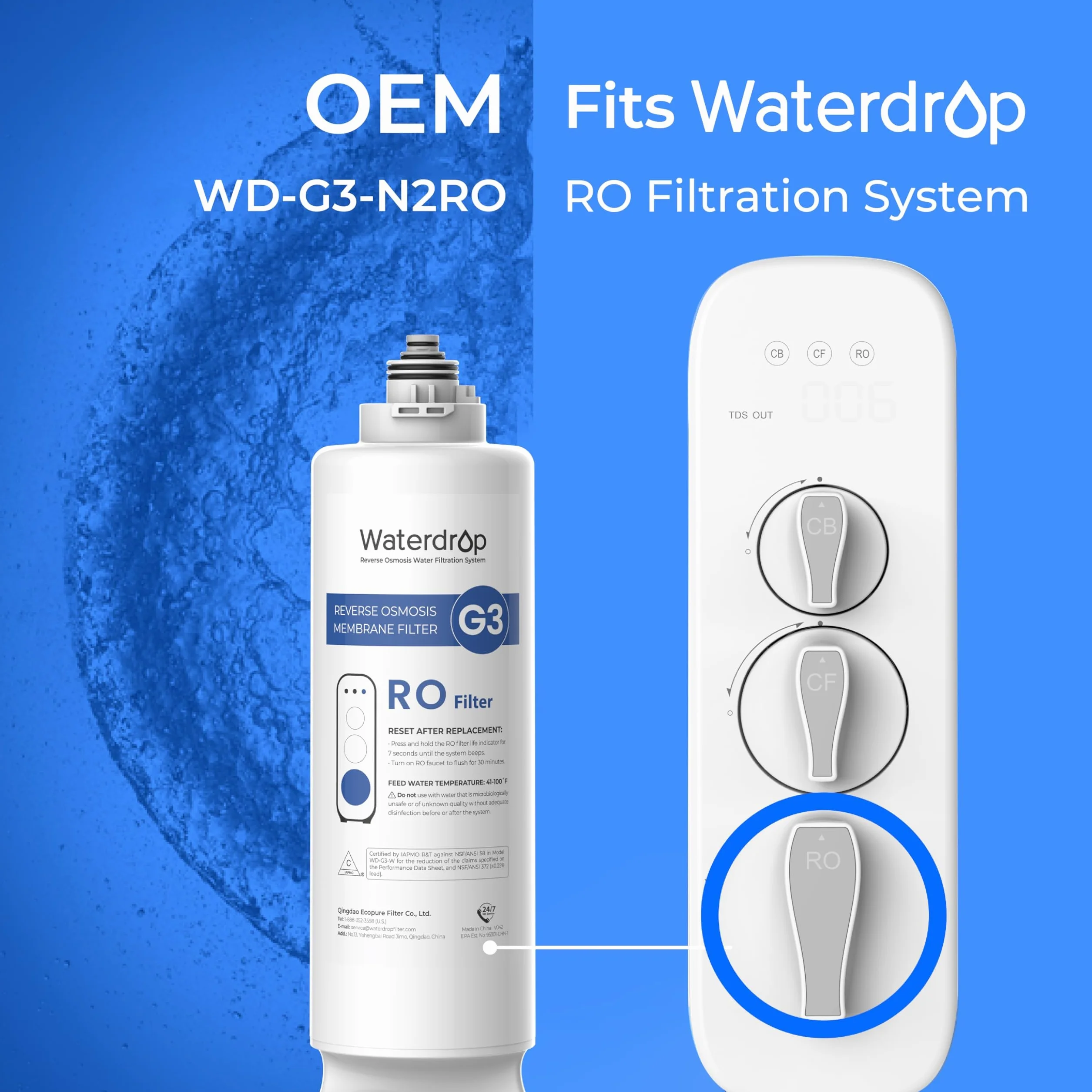 Waterdrop Filtr WD-G3-N2RO zamiennik do systemu odwróconej osmozy