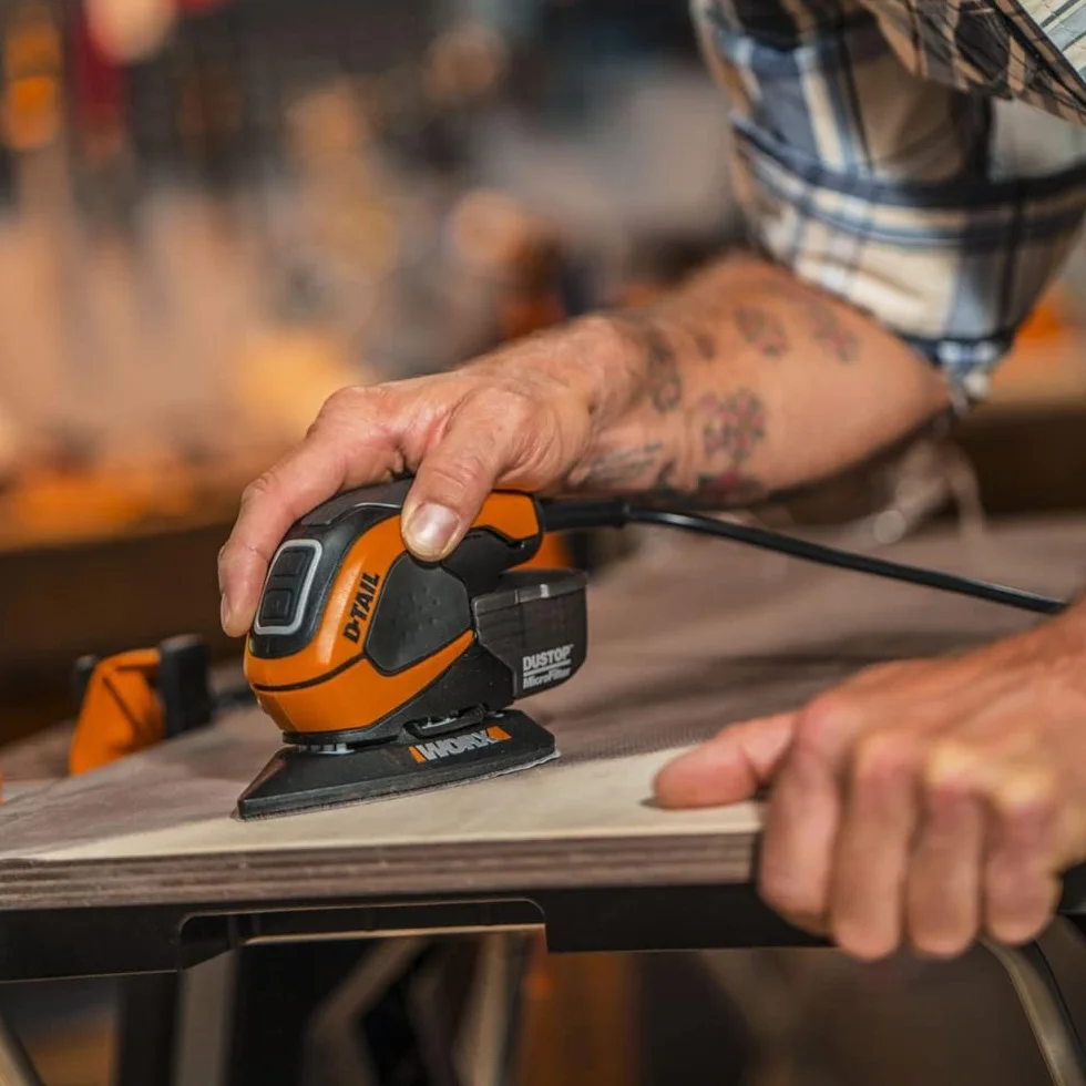 WORX WX648 szlifierka 65 W 230 V ergonomiczna ręczna Duststop mikrofiltr