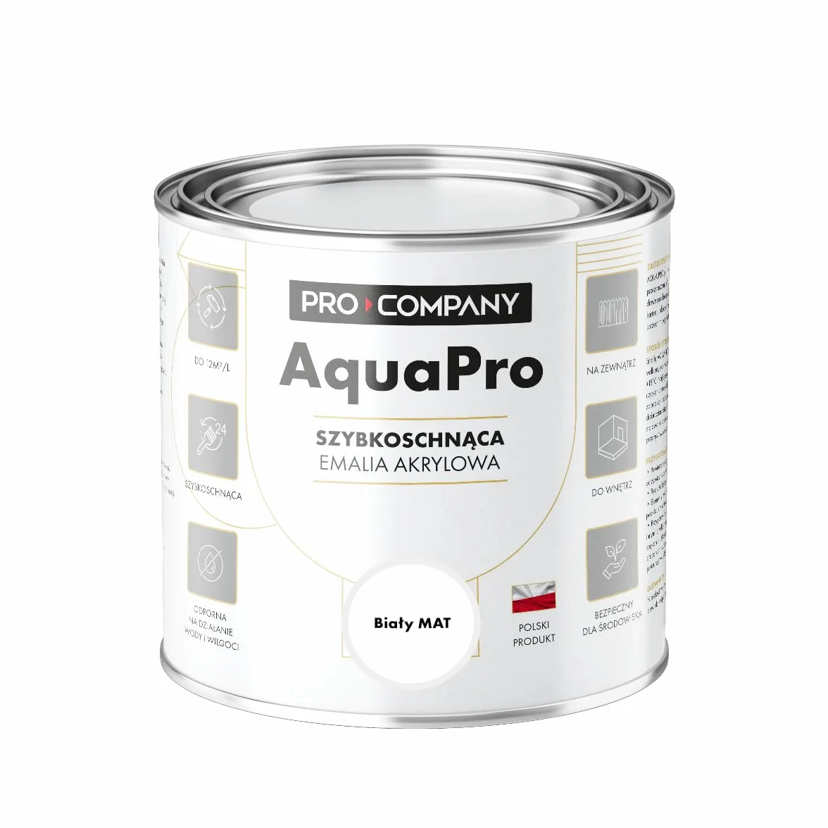 AQUA PRO Emalia Akrylowa Szybkoschnąca 0,2L Biały Mat