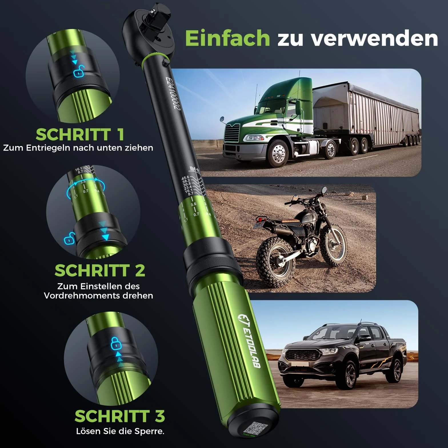 ETOOLAB Klucz dynamometryczny 3/8" 5-70 N·m 72 zęby profesjonalny do samochodu motocykla roweru