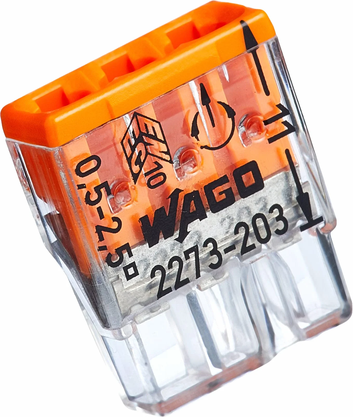 Kopp Wago Compact 3-Przewodowy Zacisk 0,5-2,5 mm² 100 Sztuk Przezroczysty Pomarańczowy