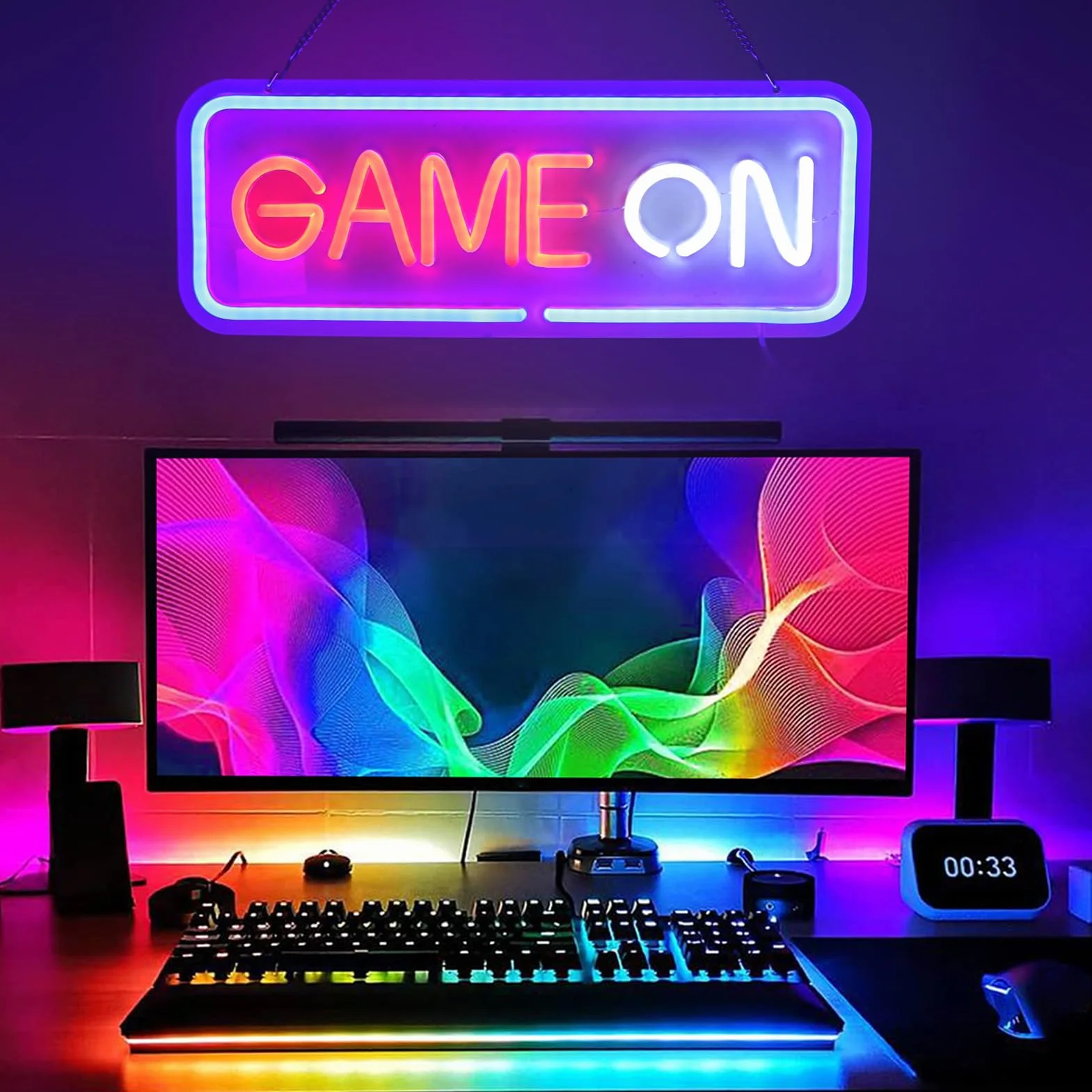 Gaming Neon Znak LED Kolorowa Loda z Hakiem do Wystroju ściennego Dimmable