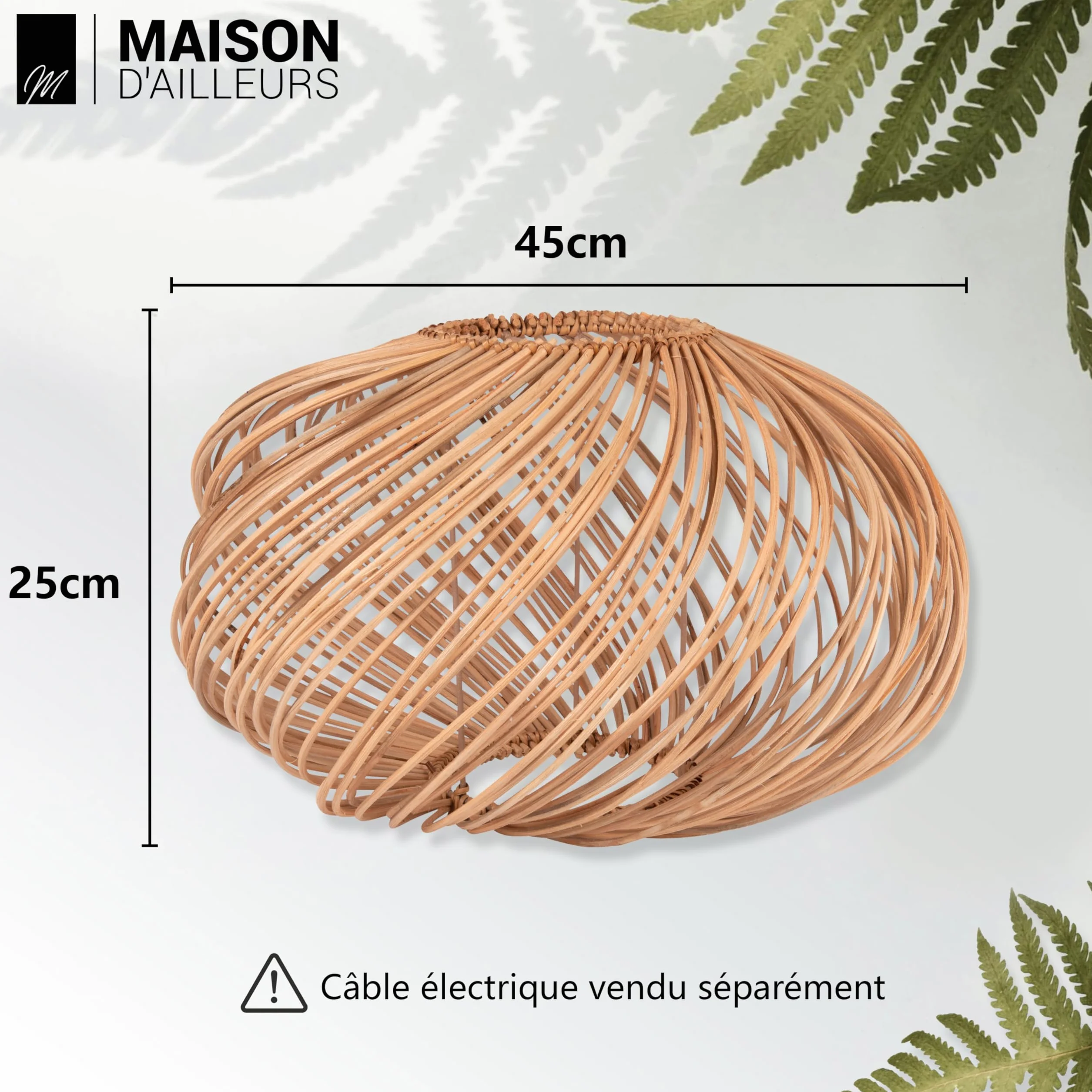Rattanowy klosz sufitowy 45 cm nieelektryzowany